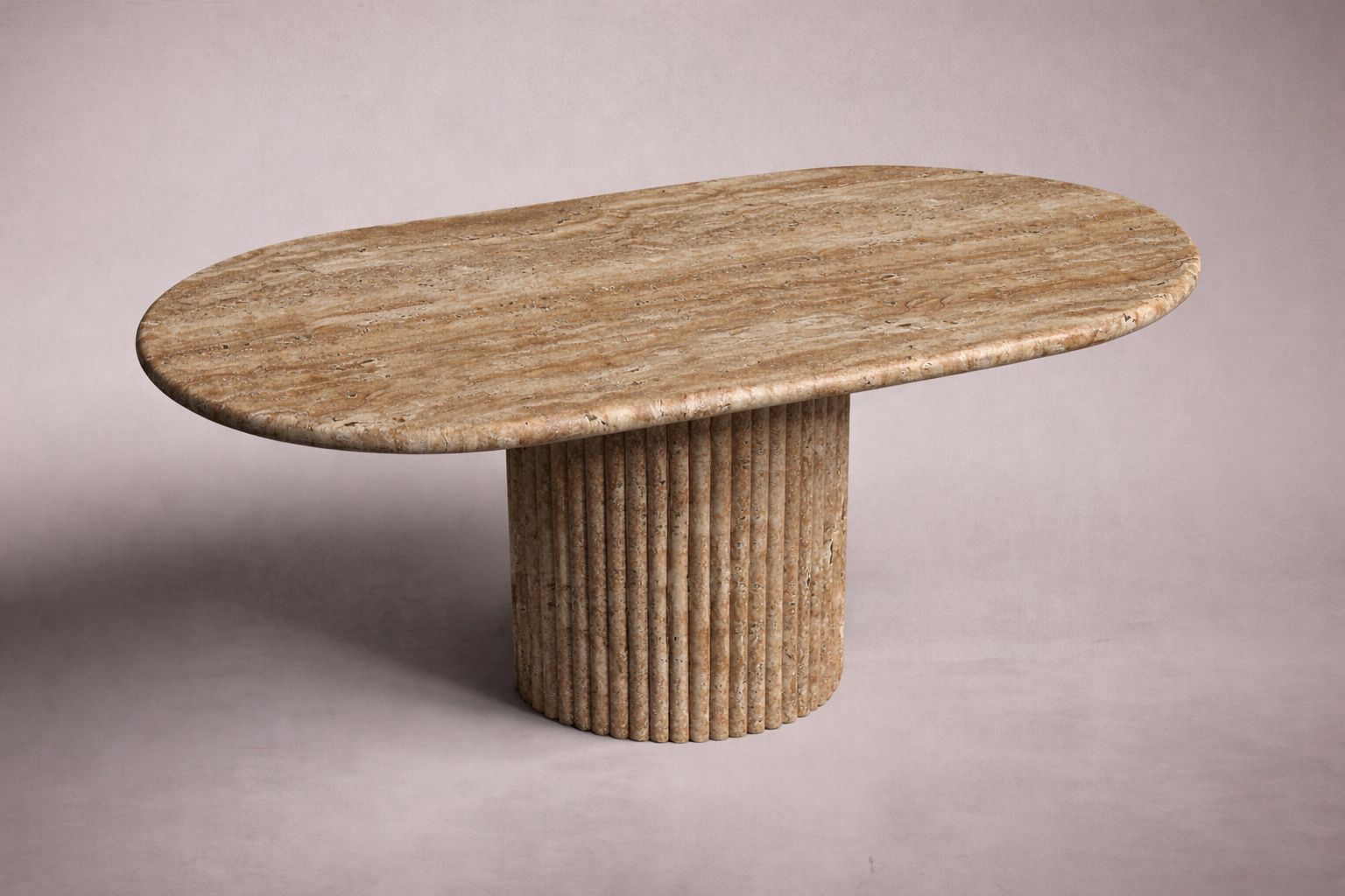 Aurelia Oval Noche Travertine Dining Table