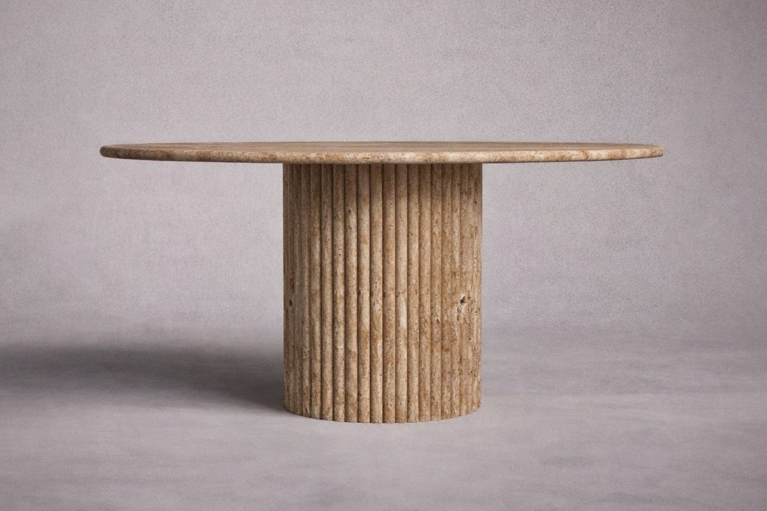 Aurelia Oval Noche Travertine Dining Table