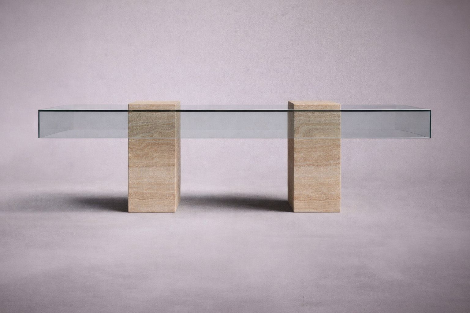 Statue Rectangular Travertine Coffee Table