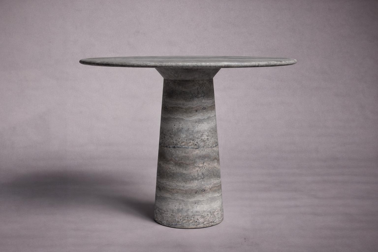 Le Cou Silver Travertine Round Table