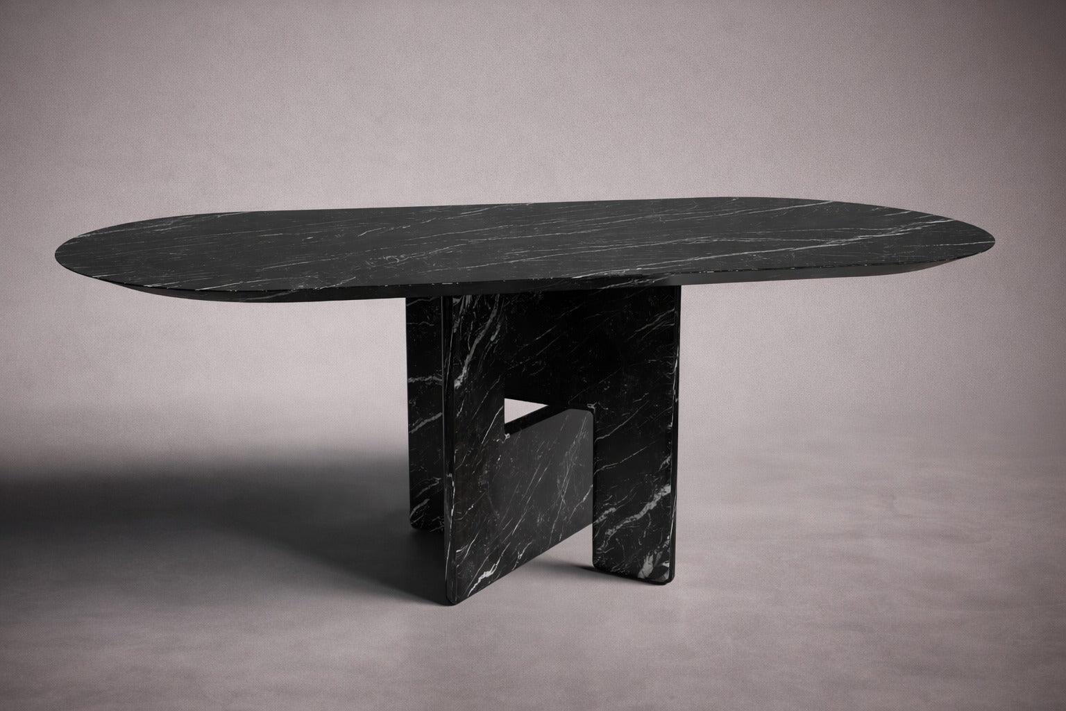 Pang Alexander Black Marble Oval Dining Table