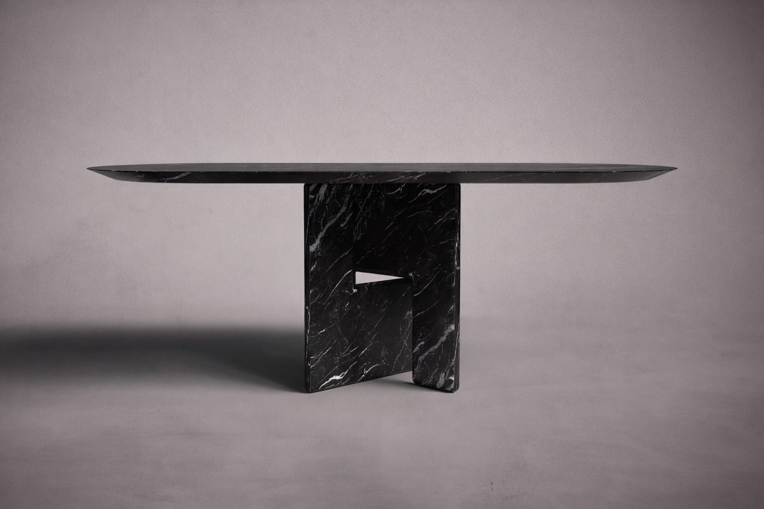 Pang Alexander Black Marble Oval Dining Table