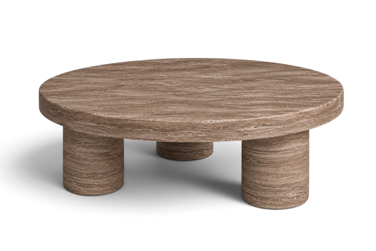 Bora Noche Travertine Round Coffee Table