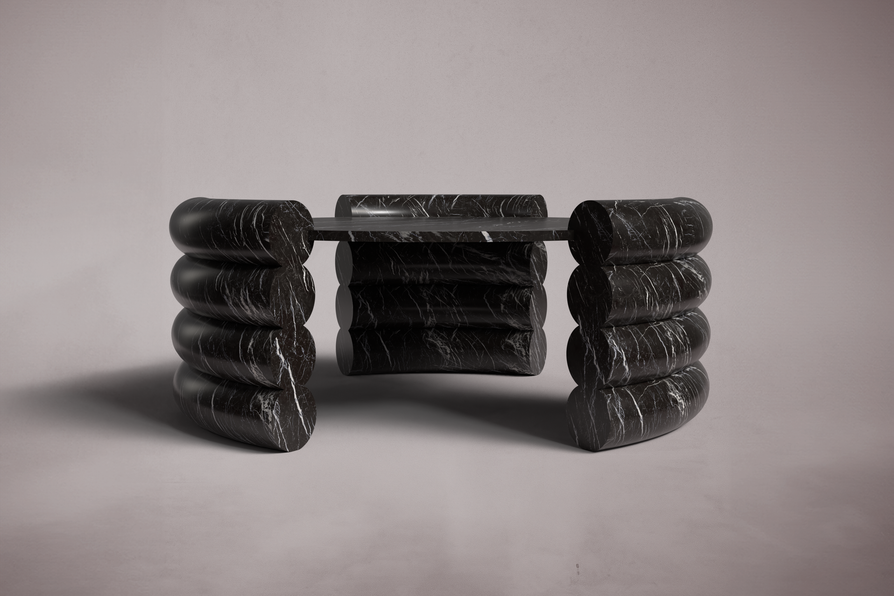 Antonette Alexander Black Marble Round Coffee Table