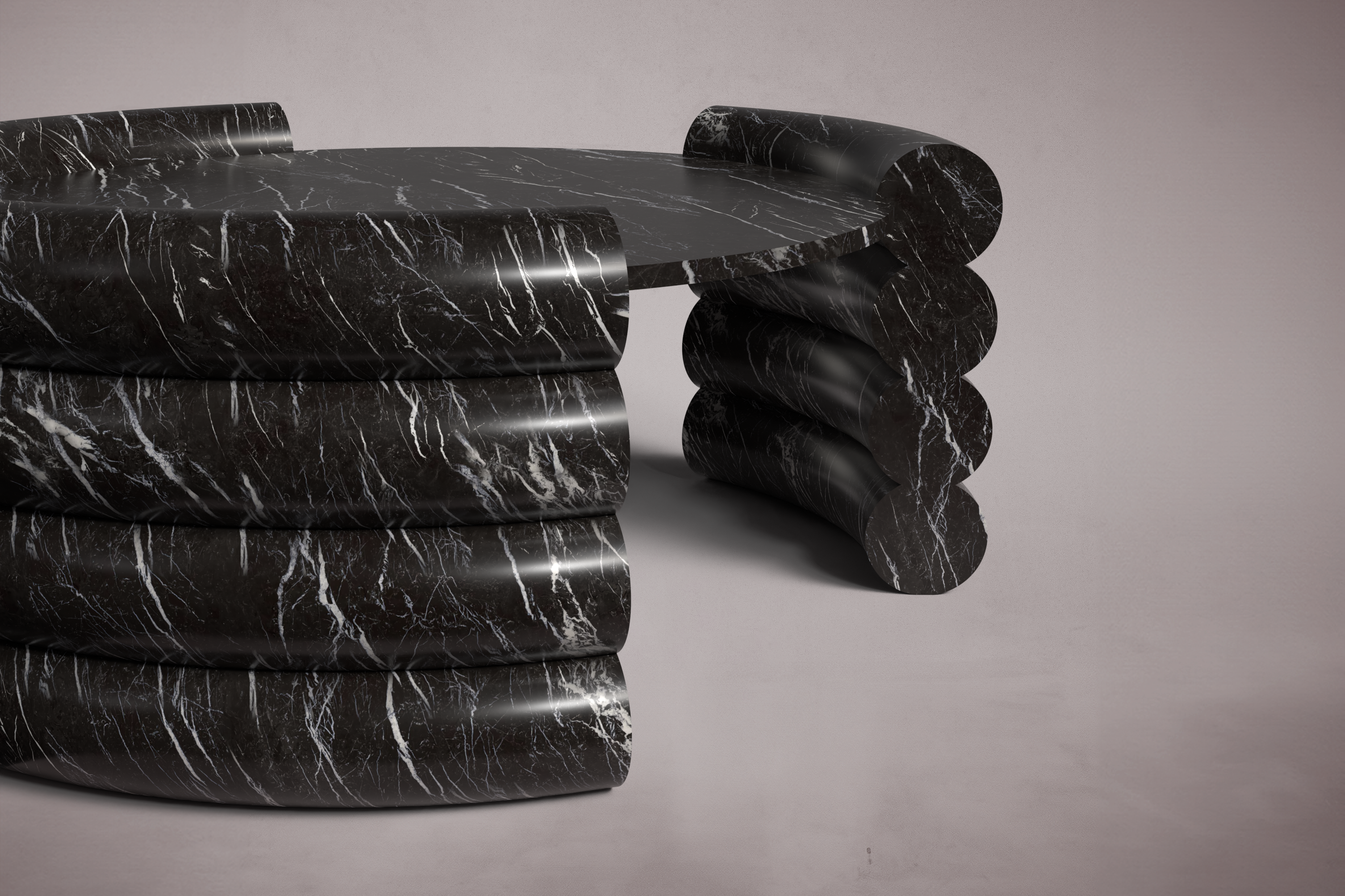 Antonette Rosso Levanto Marble Round Coffee Table