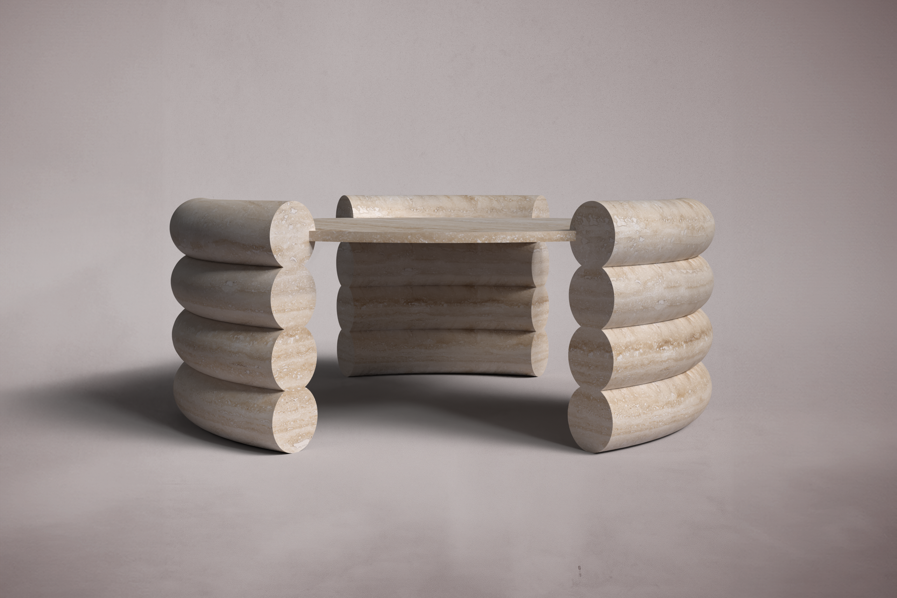 Antonette Travertine Round Coffee Table