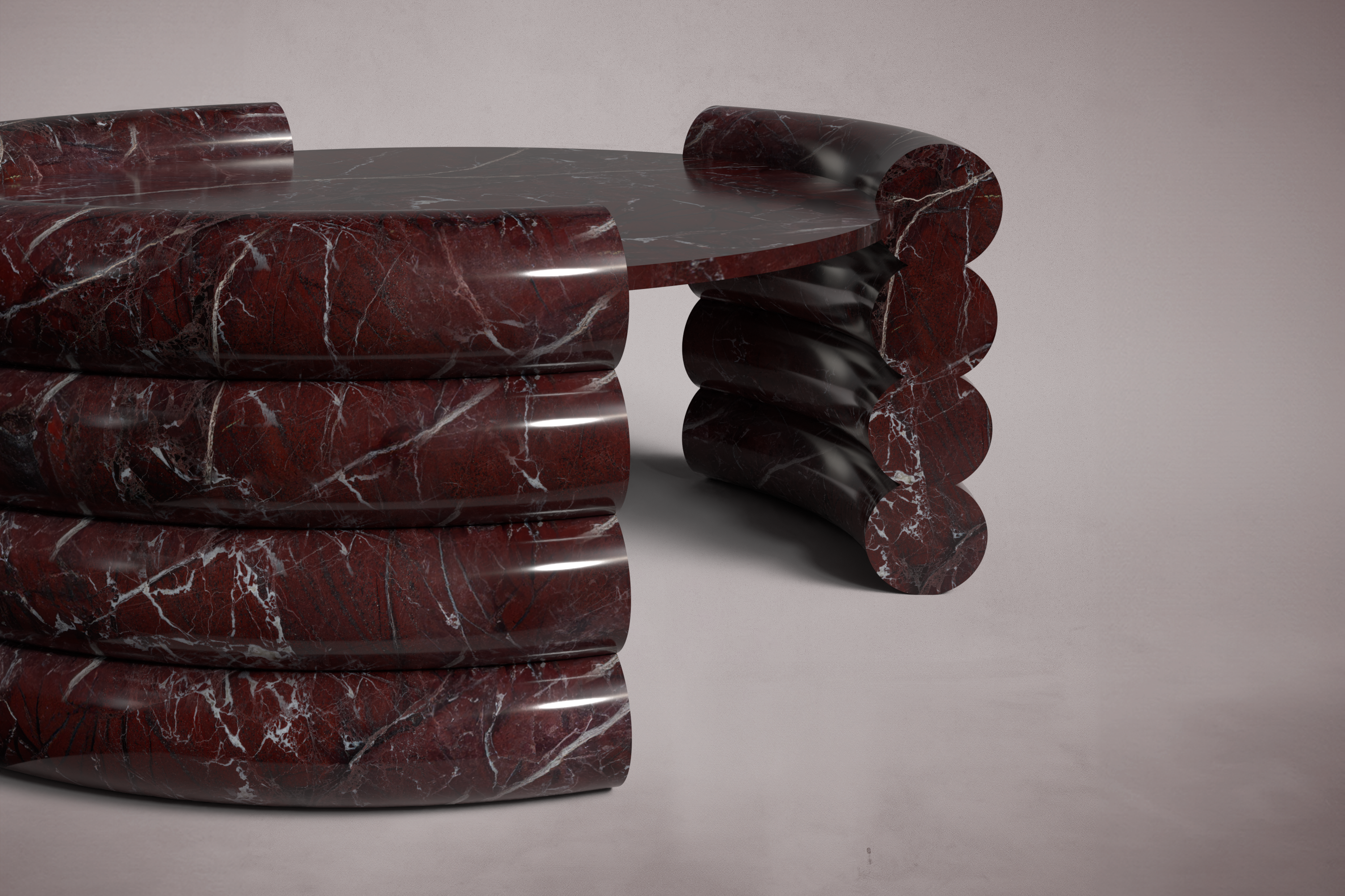 Antonette Rosso Levanto Marble Round Coffee Table