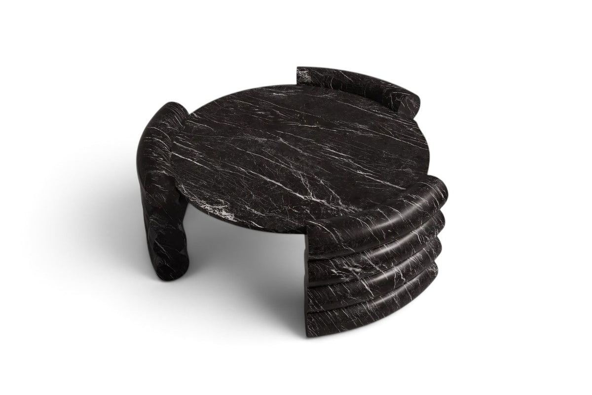 black marble coffee table. round black marble coffee table. marble coffee table. black marble center table. round black marble center table.