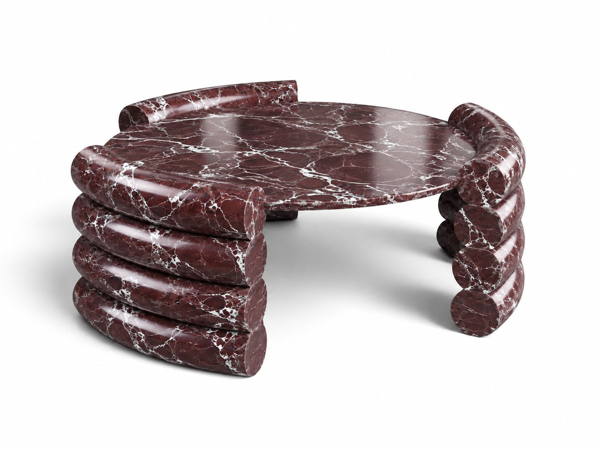 red marble coffee table. round red marble coffee table. marble coffee table. red marble center table. round red marble center table.