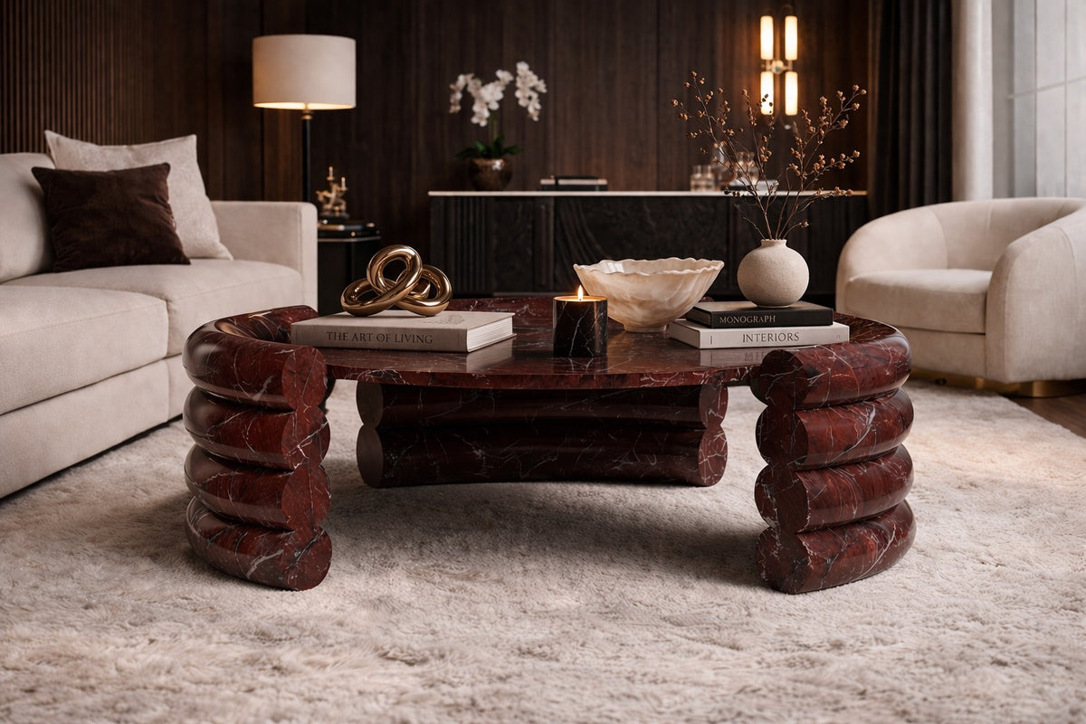 red marble coffee table. round red marble coffee table. marble coffee table. red marble center table. round red marble center table.