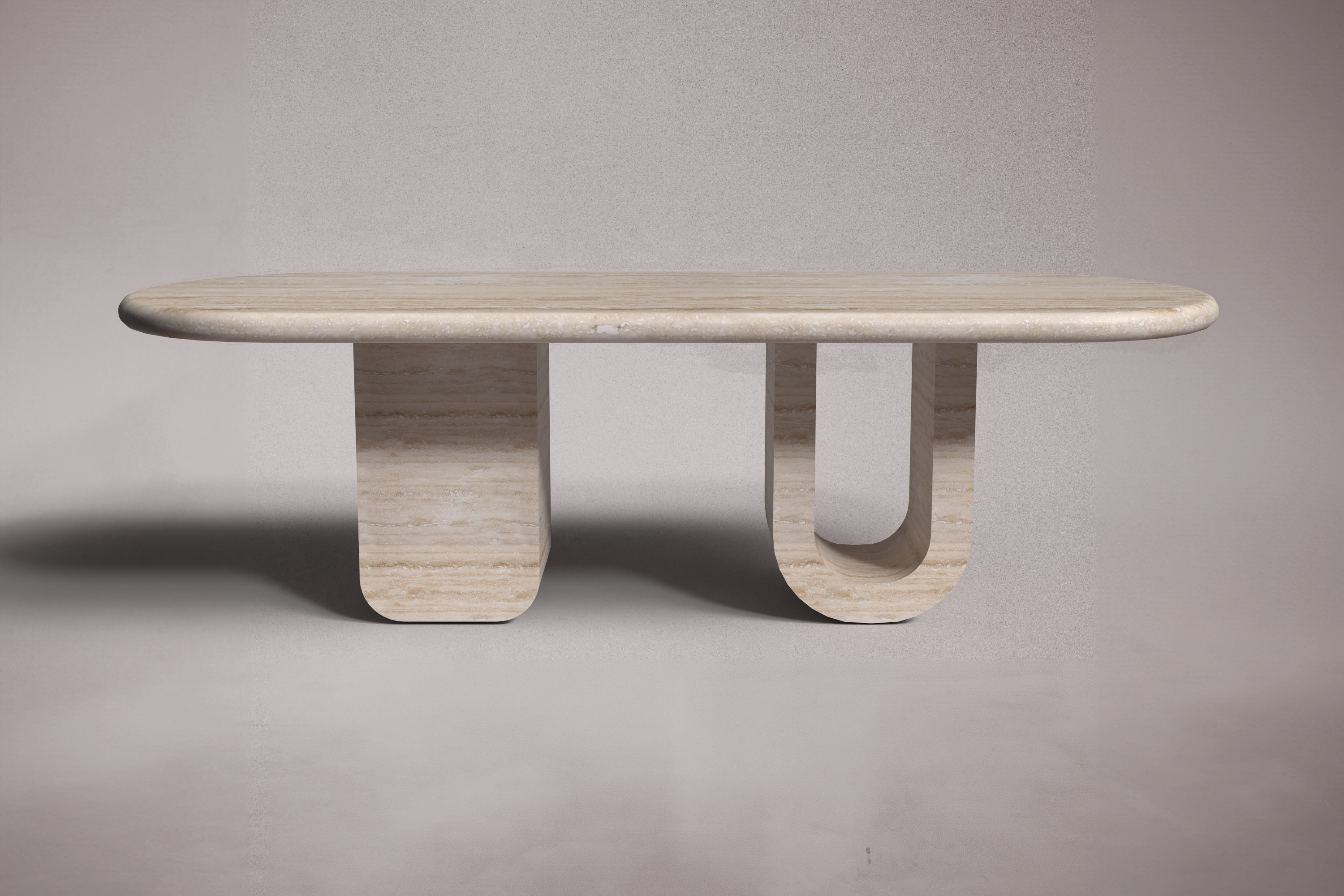 Blanc Travertine Oval Dining Table