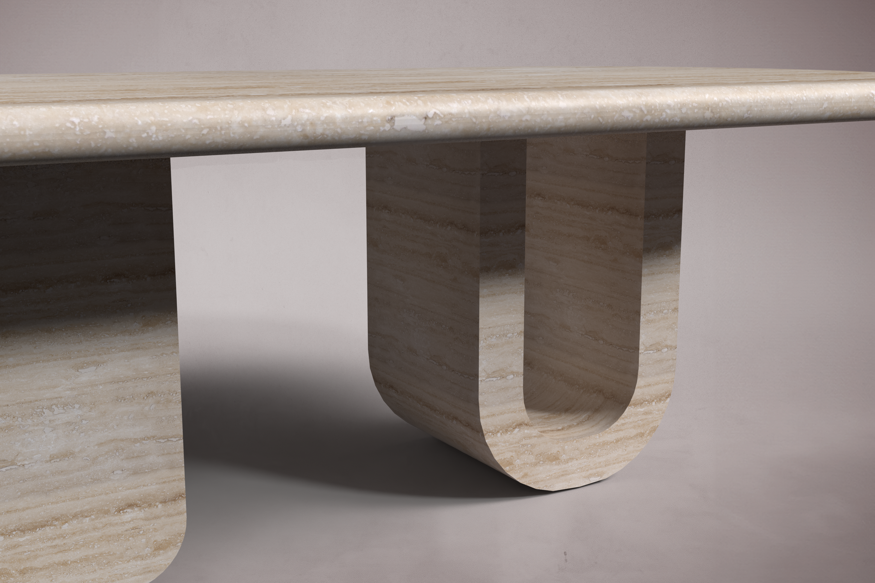 Blanc Travertine Oval Dining Table