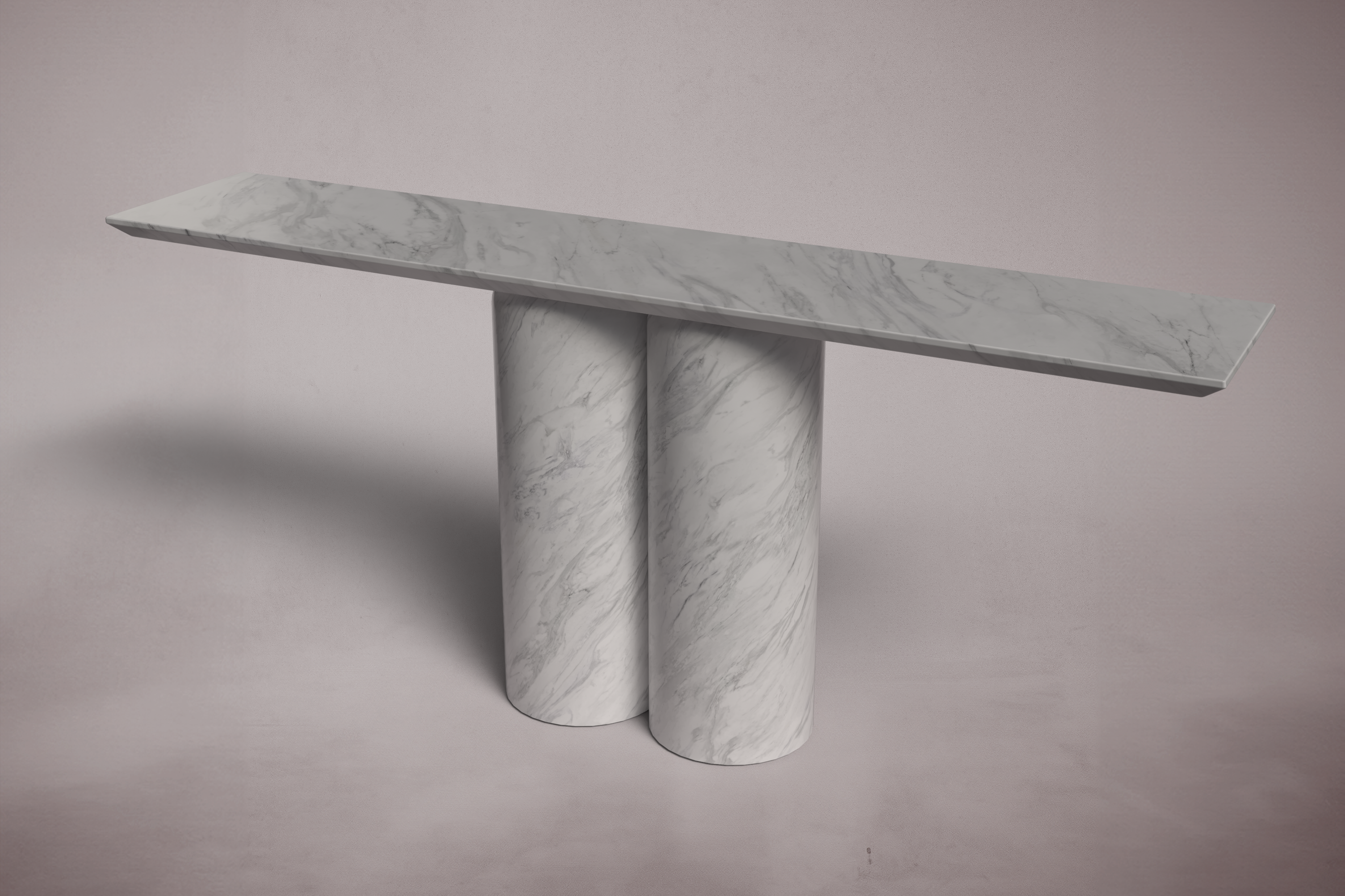 Bullet Italian Carrara Marble Console Table