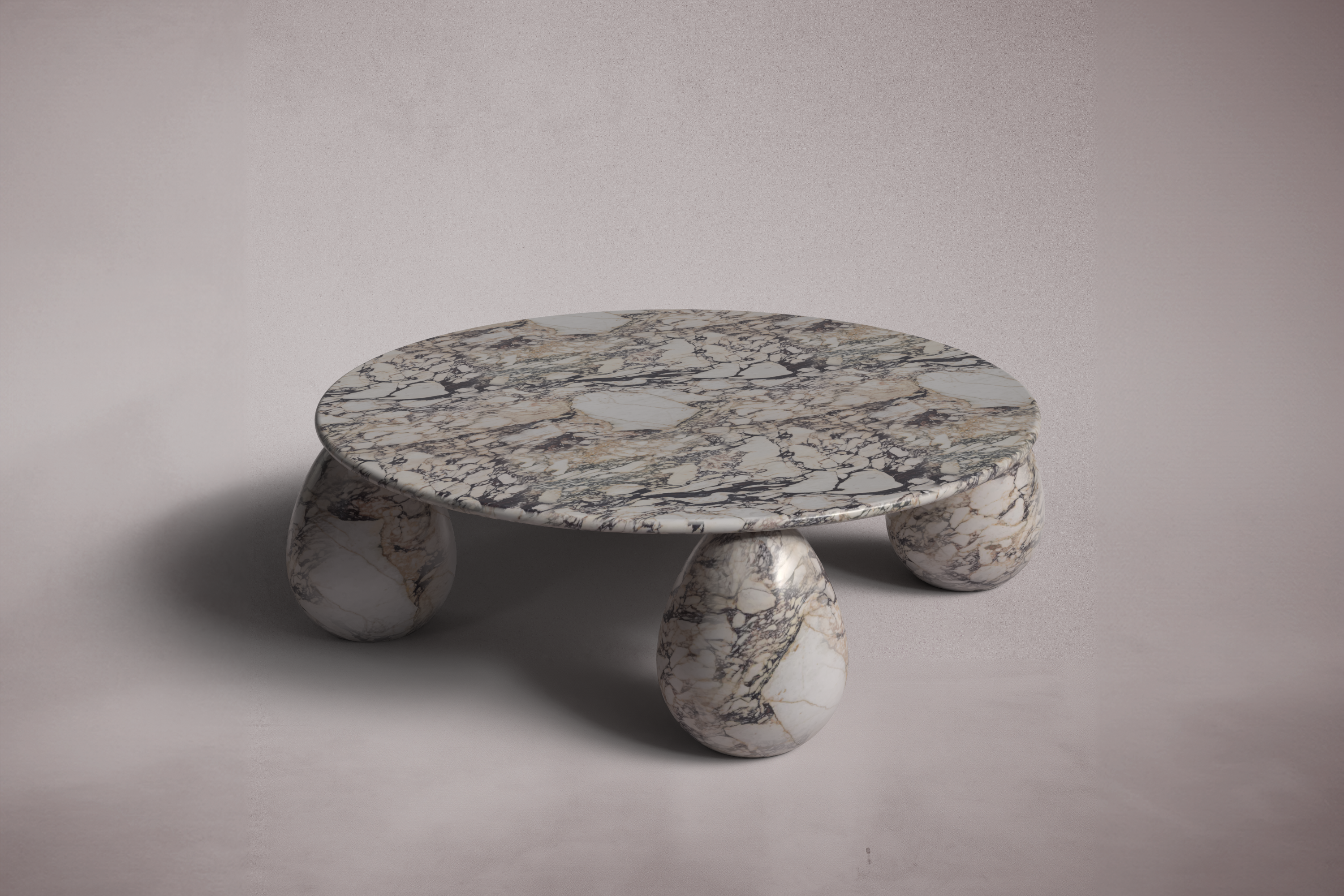 Cons Italian Carrara Marble Round Coffee Table