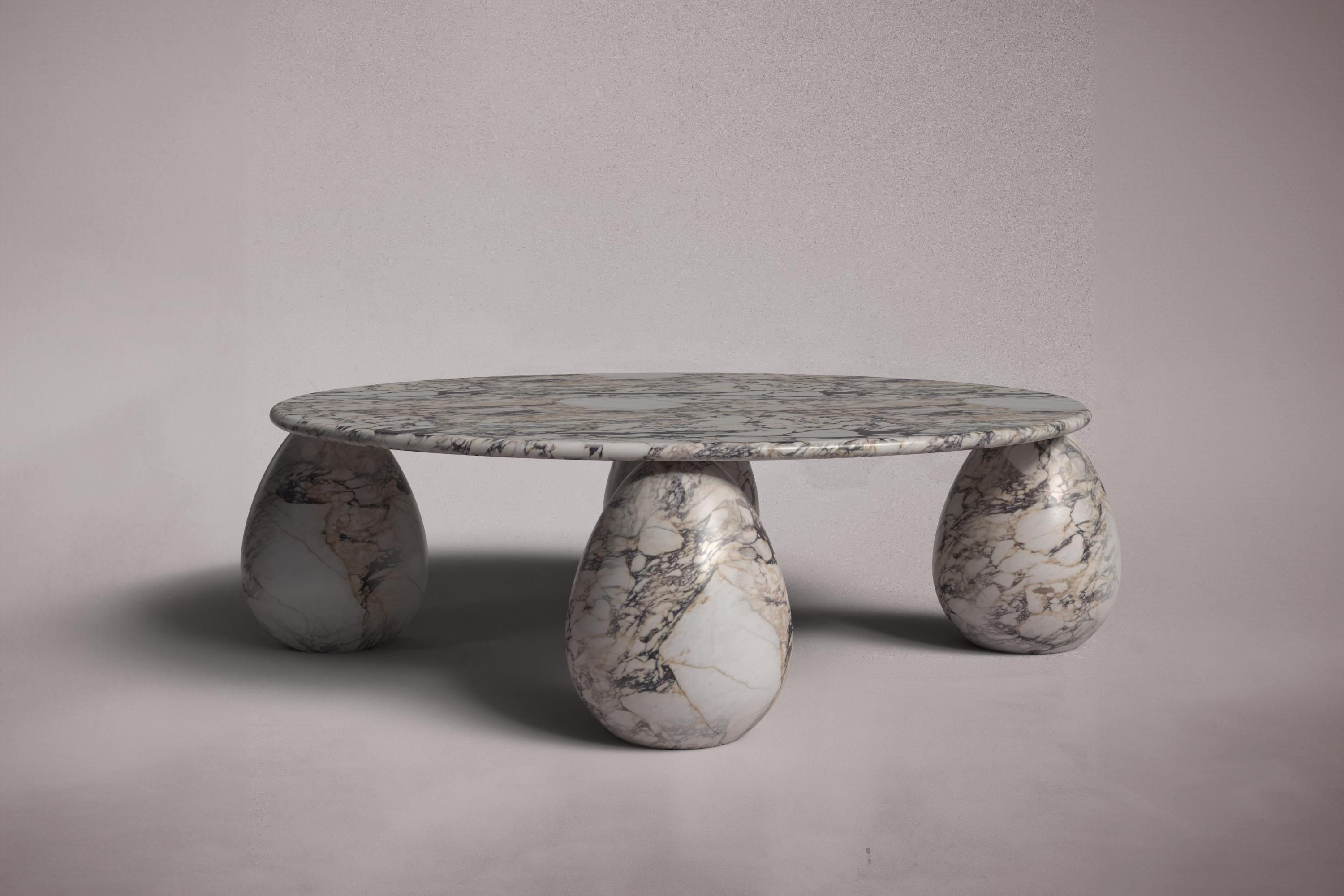 Cons Italian Carrara Marble Round Coffee Table