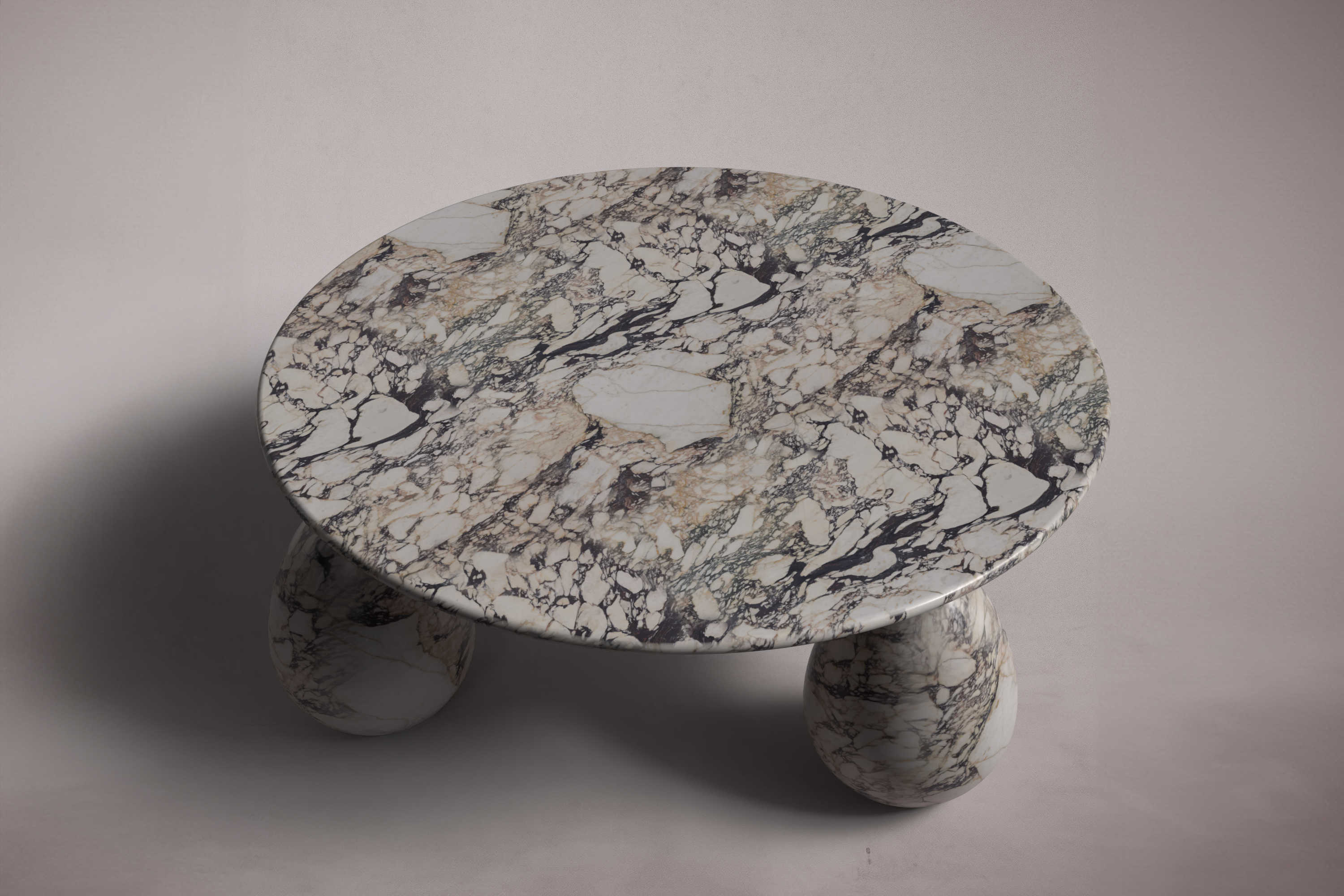 Cons Italian Carrara Marble Round Coffee Table