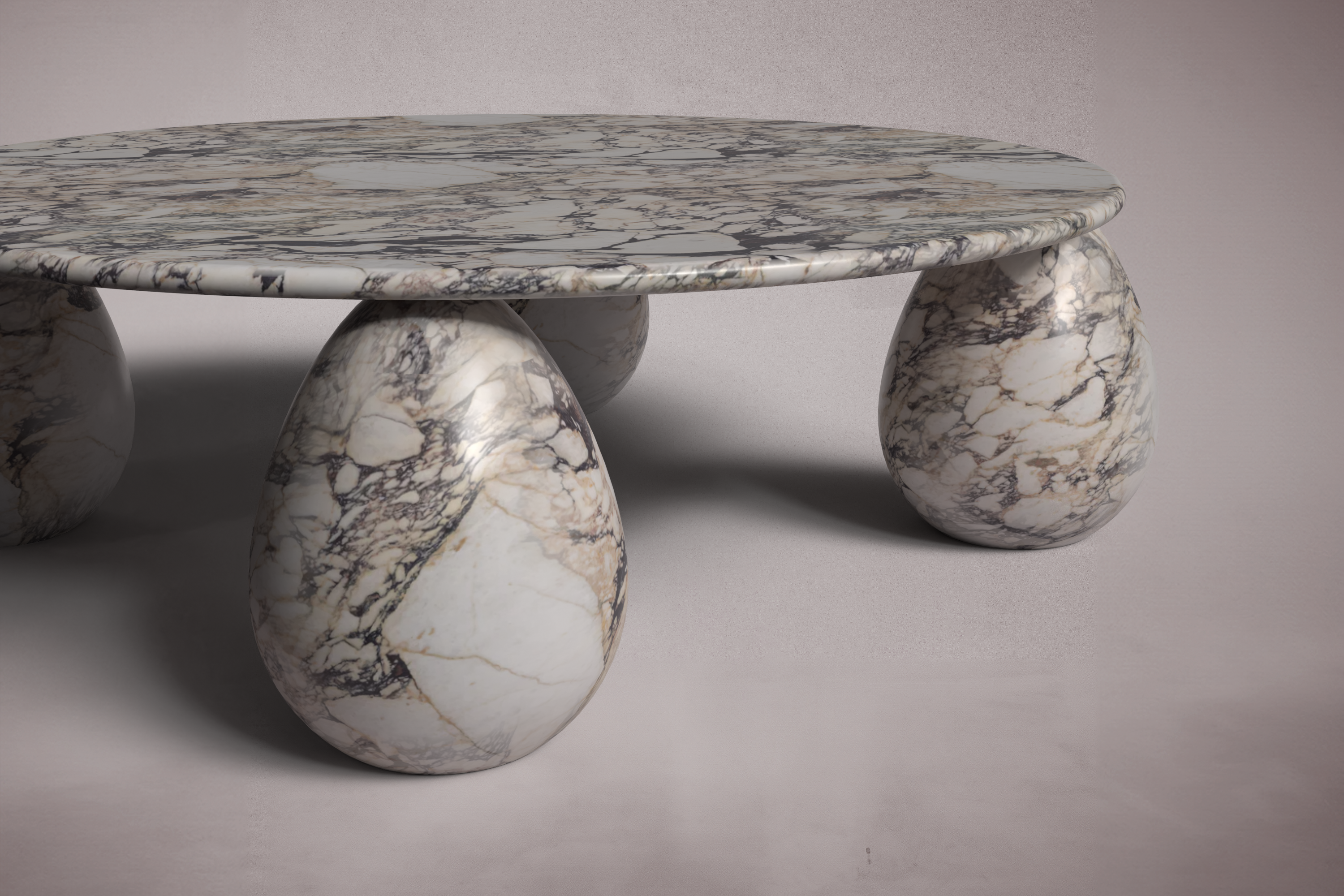Cons Italian Carrara Marble Round Coffee Table