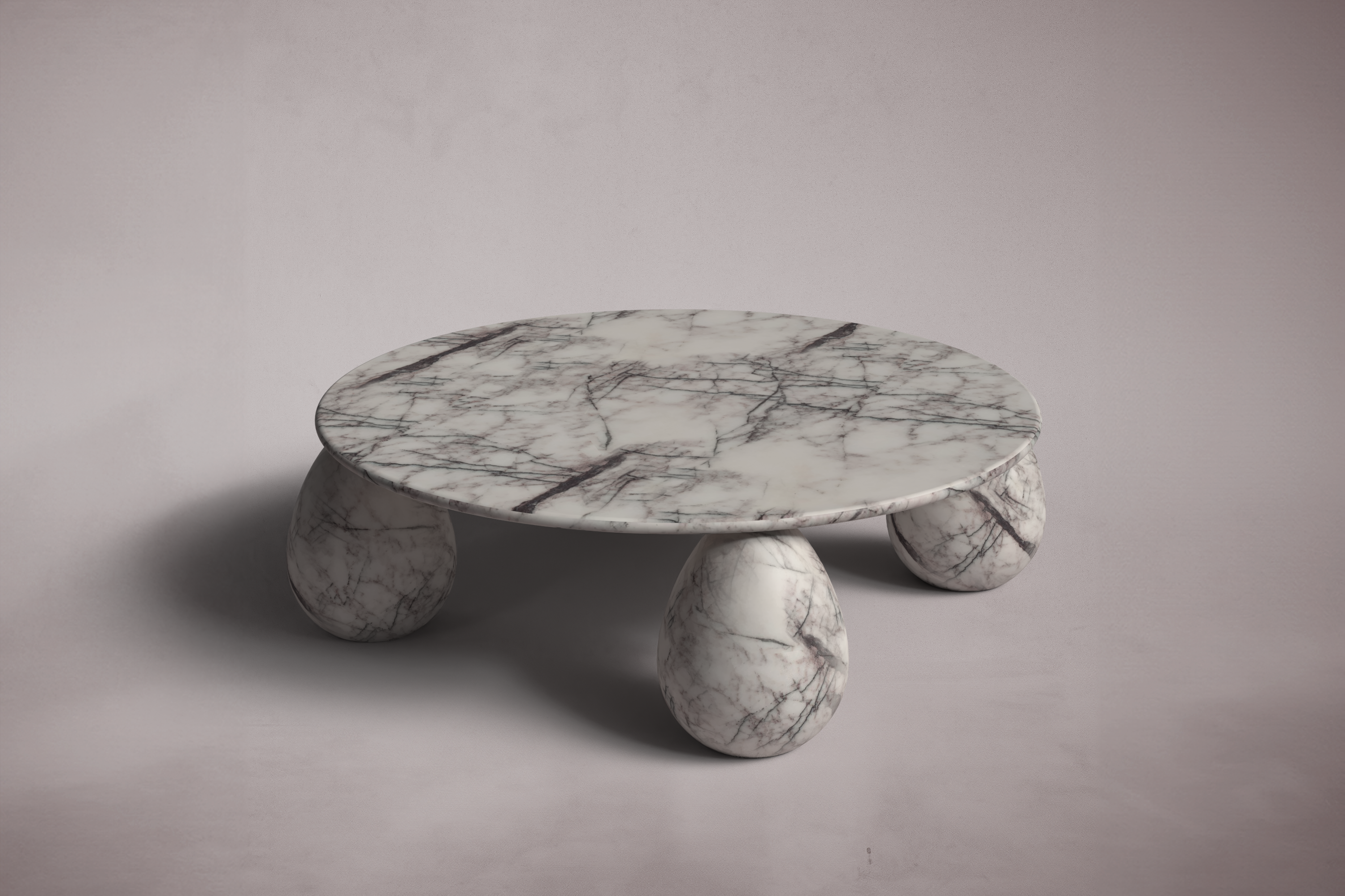 Cons Italian Carrara Marble Round Coffee Table