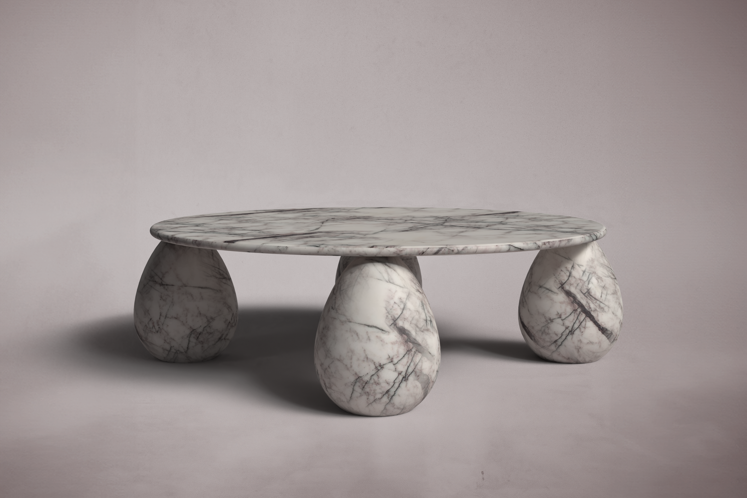 Cons Italian Carrara Marble Round Coffee Table
