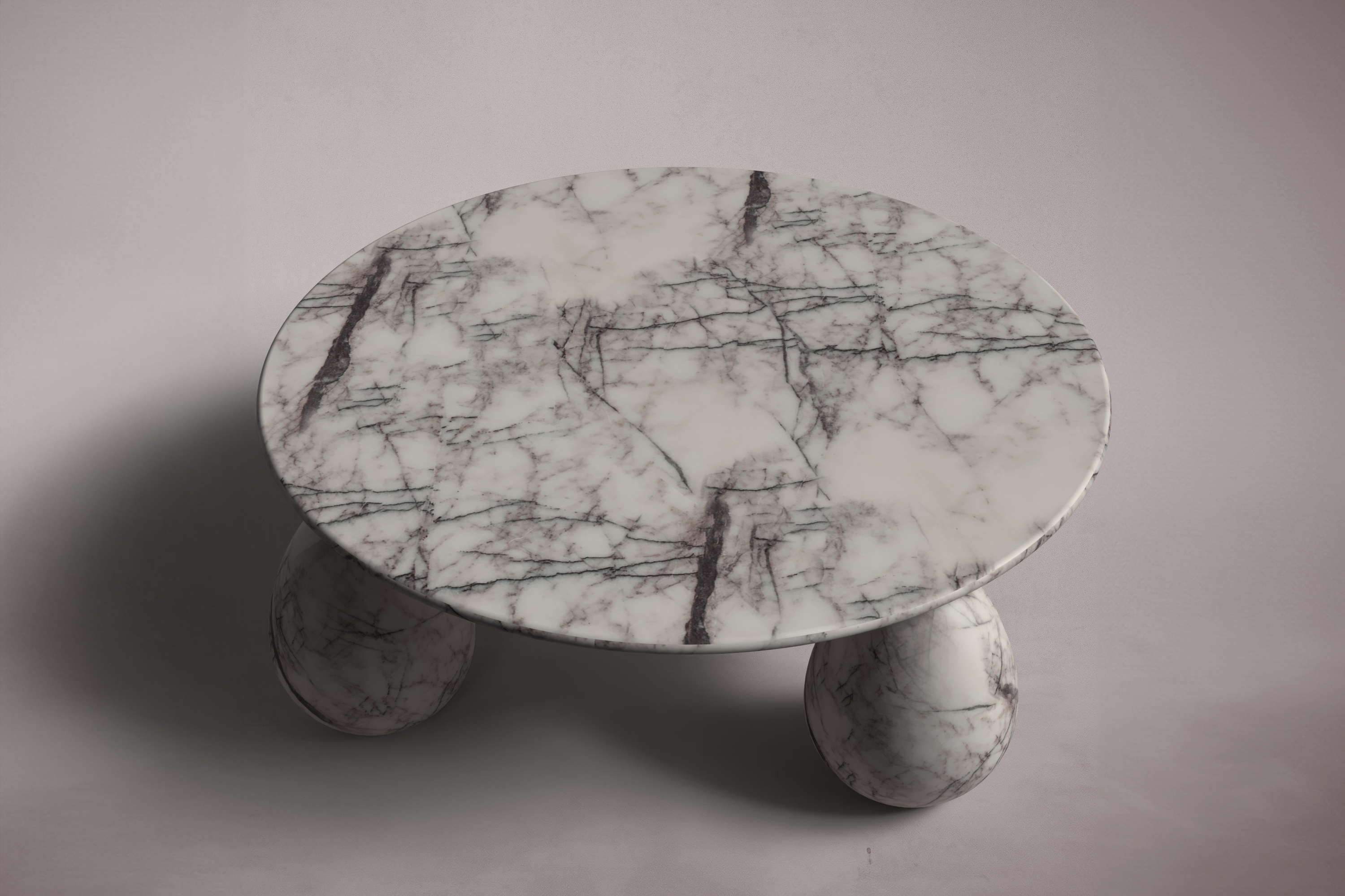 Cons Italian Carrara Marble Round Coffee Table