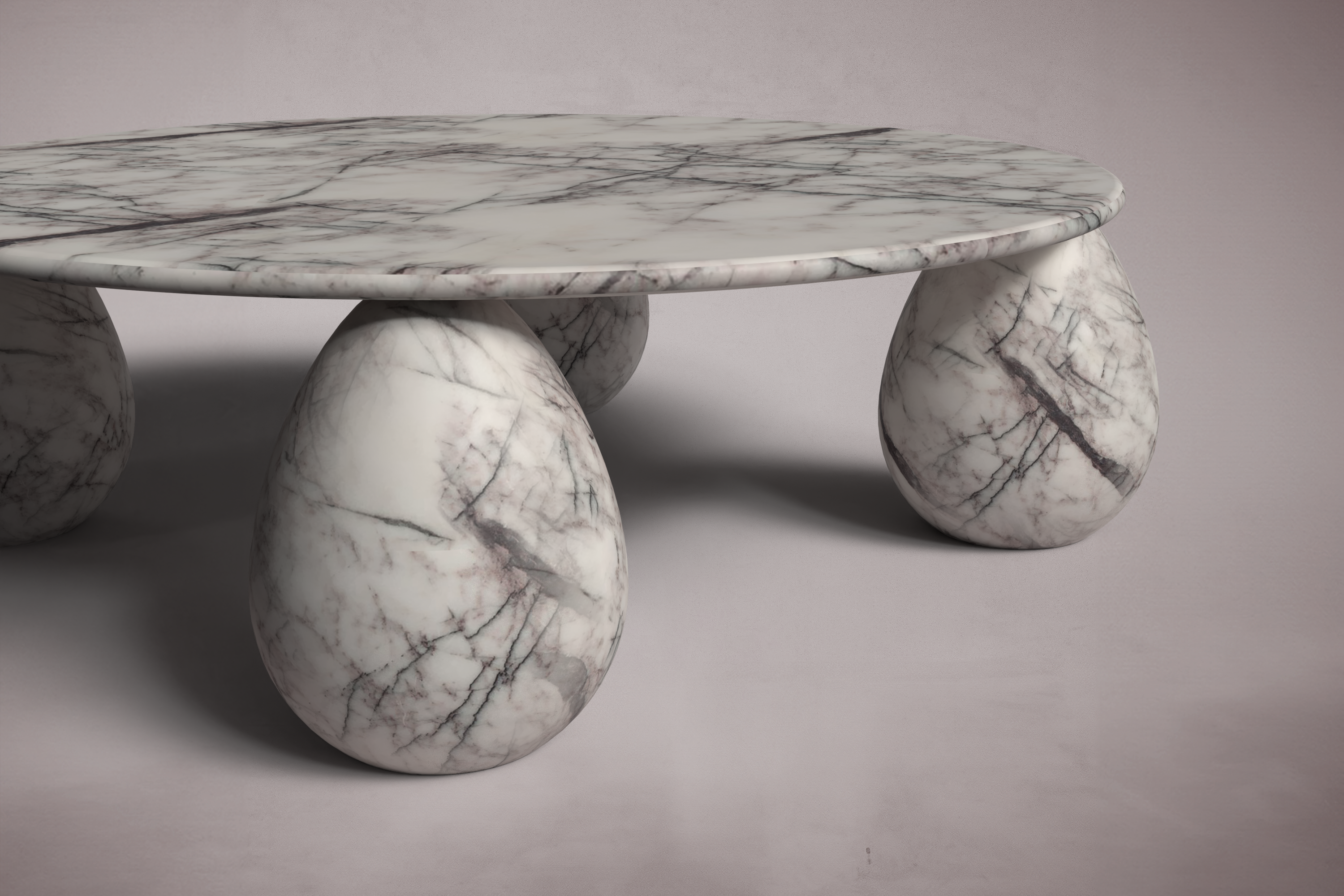 Cons Italian Carrara Marble Round Coffee Table