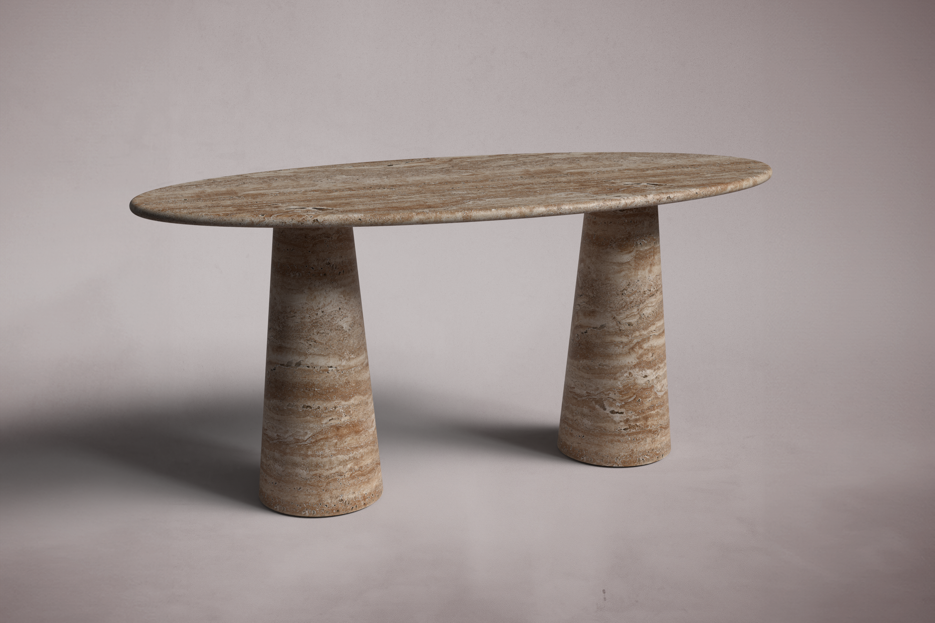 Élégance de Pierre Travertine Oval Dining Table