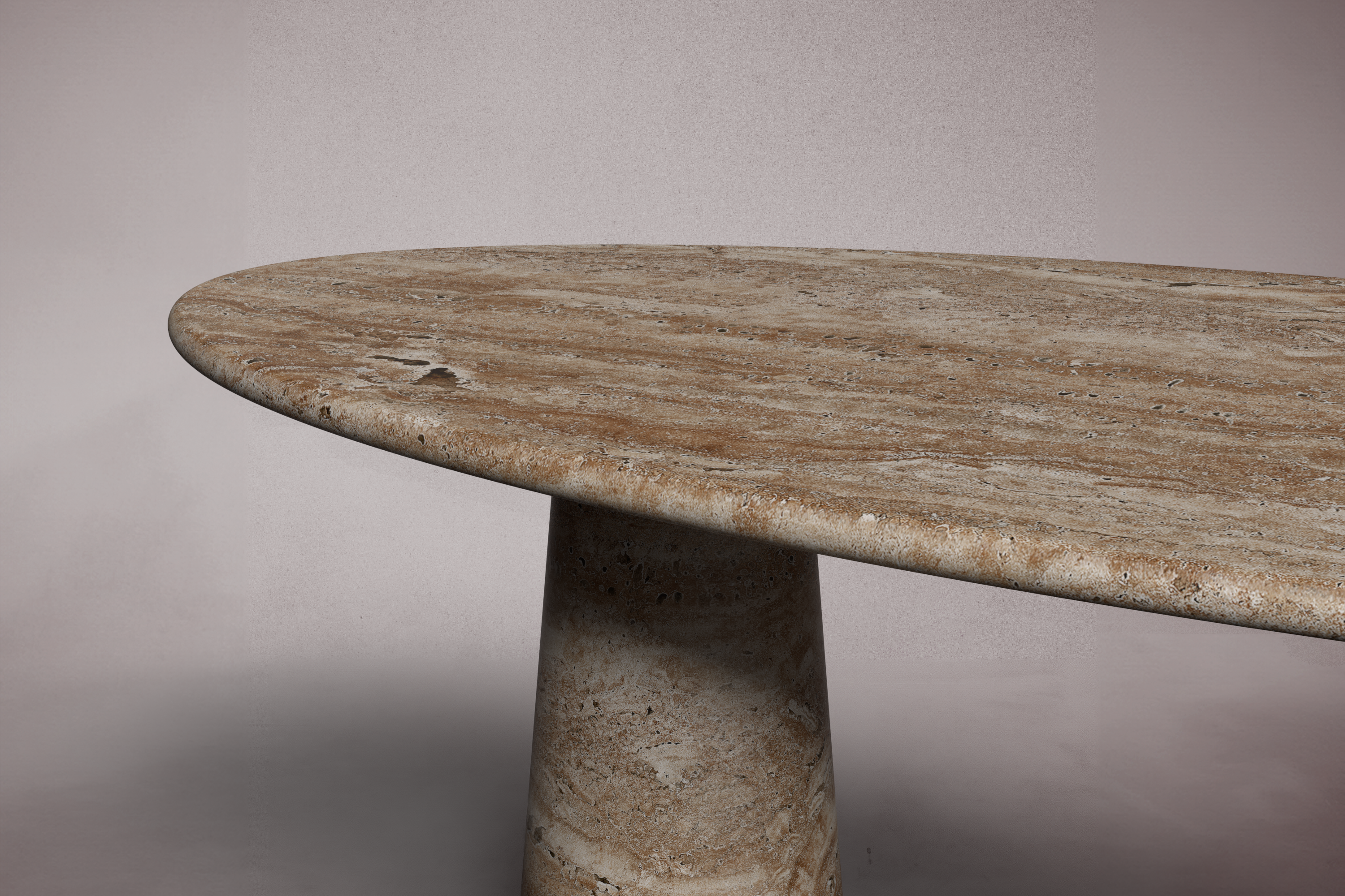 Élégance de Pierre Noche Travertine Oval Dining Table
