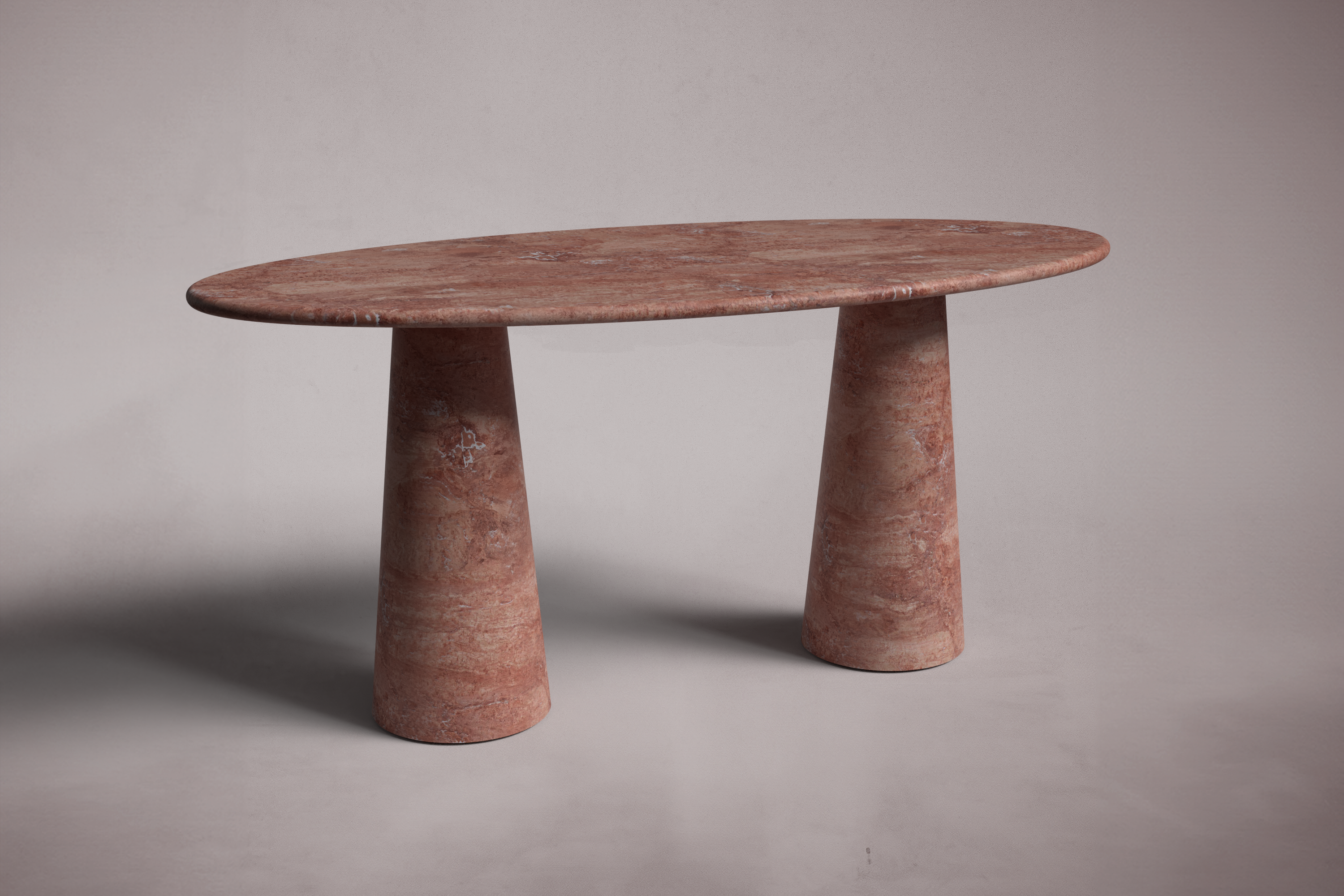 Élégance de Pierre Red Travertine Oval Dining Table