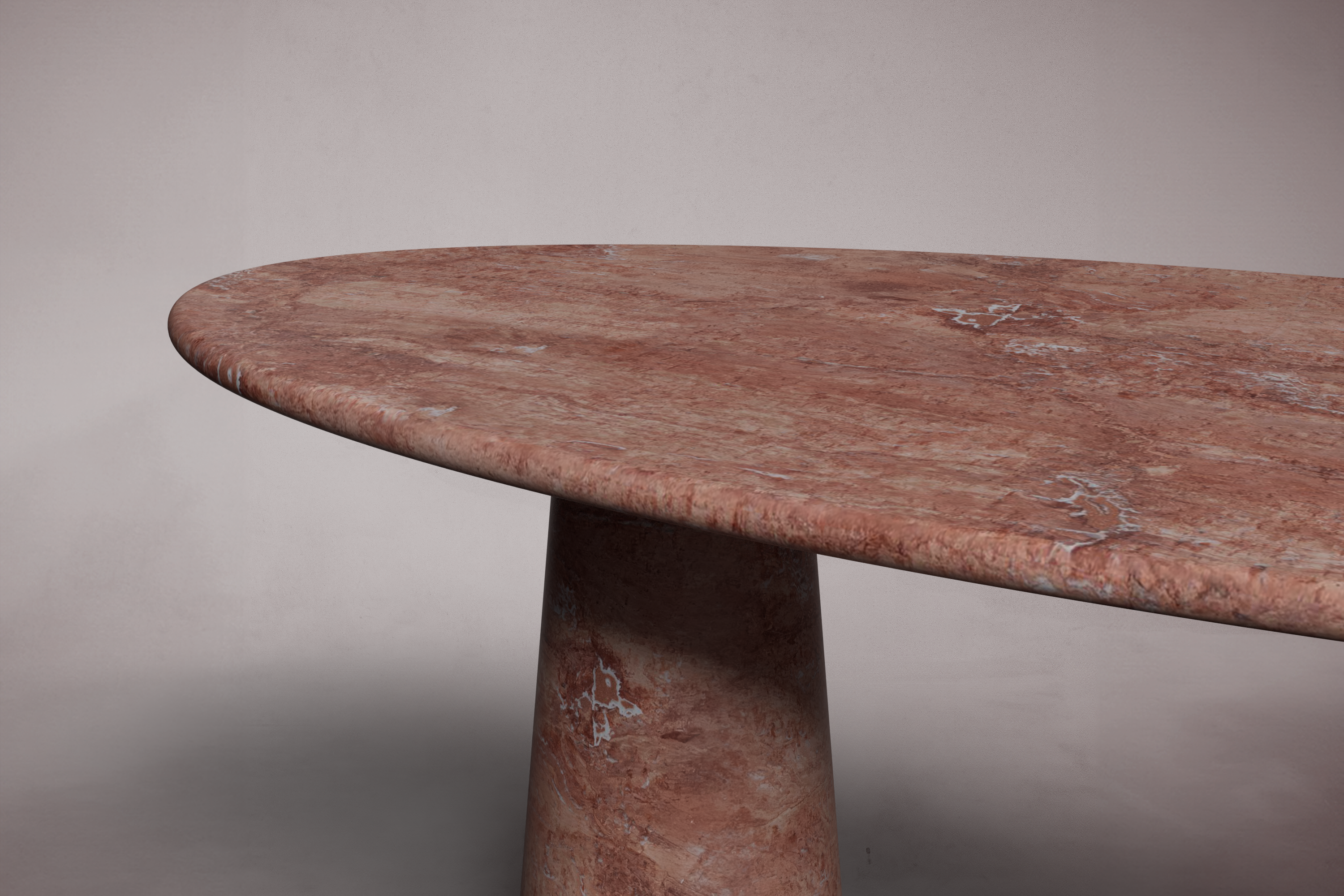 Élégance de Pierre Red Travertine Oval Dining Table