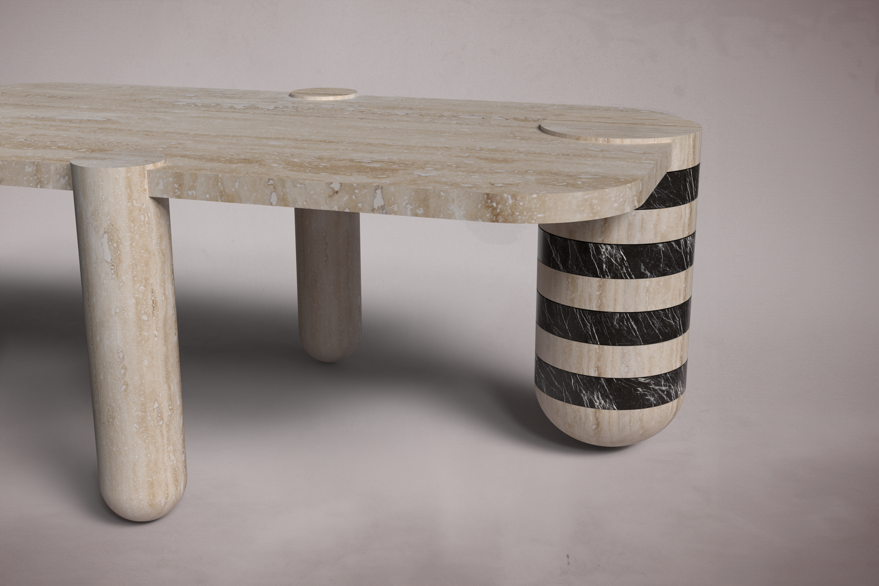 Exa Travertine Oval Coffee Table