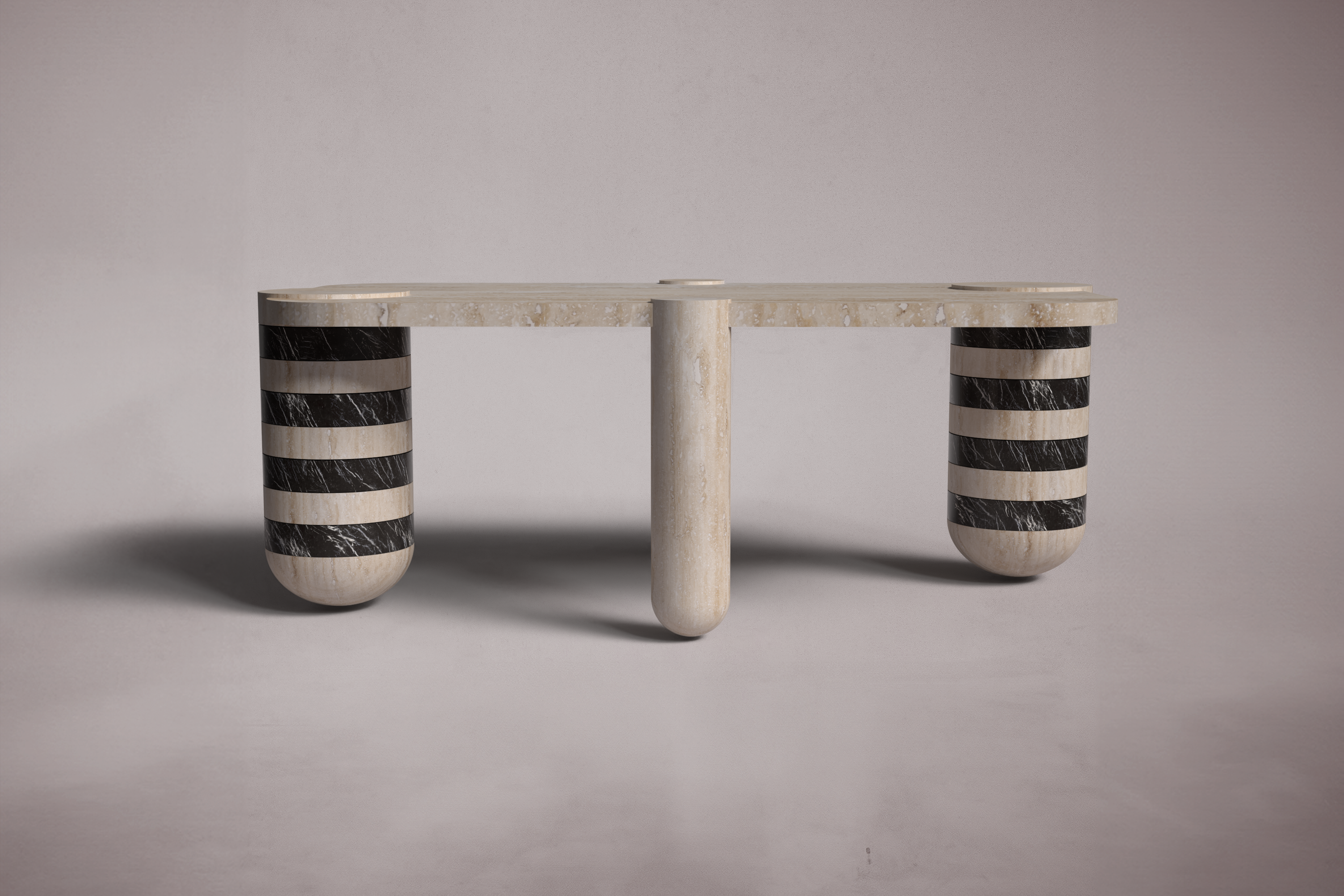 Exa Travertine Oval Coffee Table