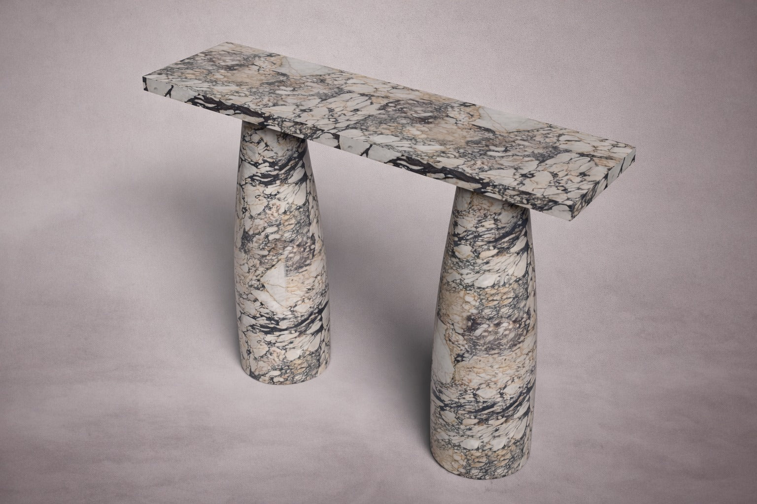 viola marble console table. white marble console table. marble console table. calacatta viola marble console table. custom marble console table. bespoke marble console table. rectangular white marble console table.