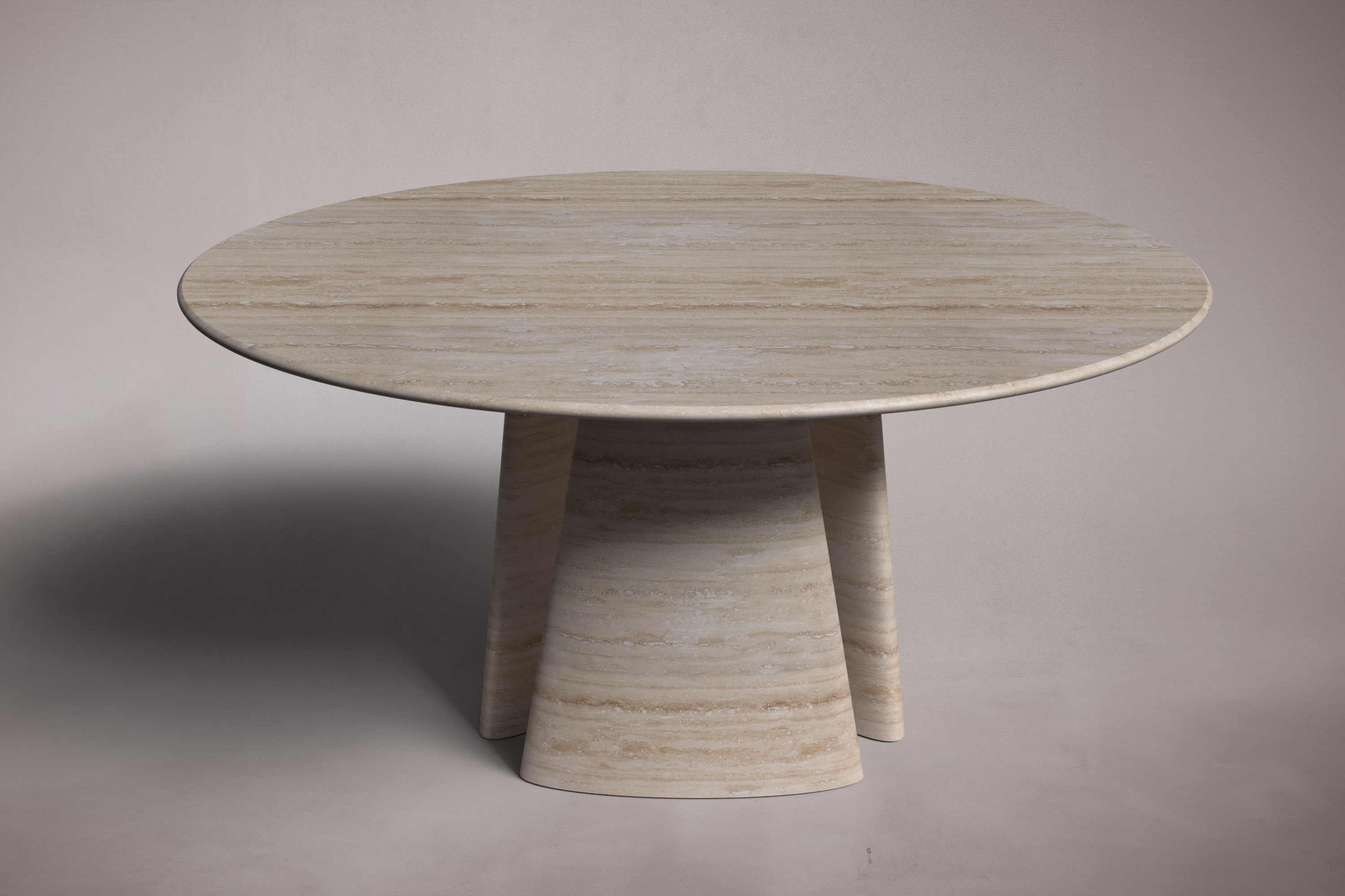 Guasha Silver Travertine Round Dining Table