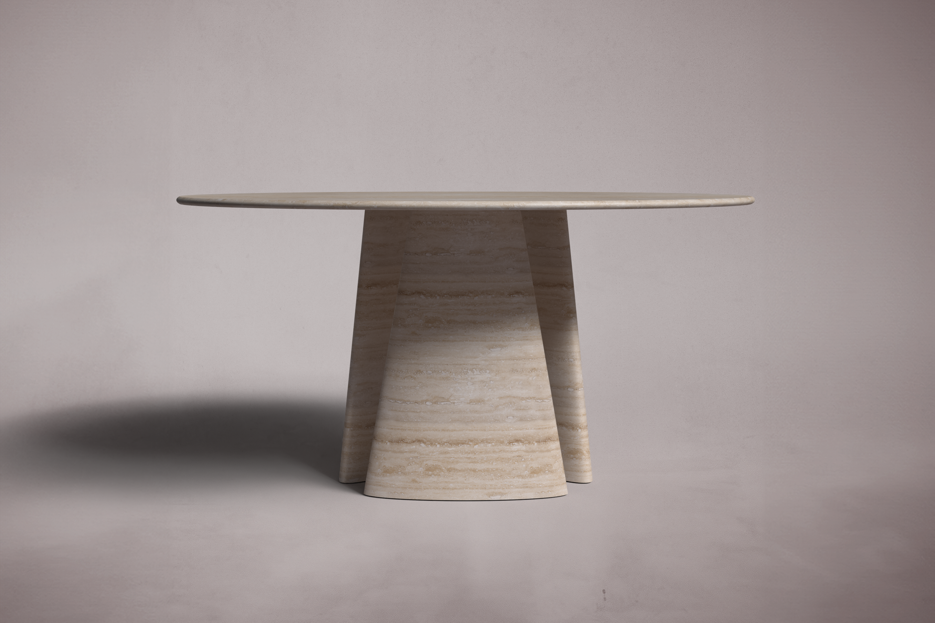Guasha Silver Travertine Round Dining Table