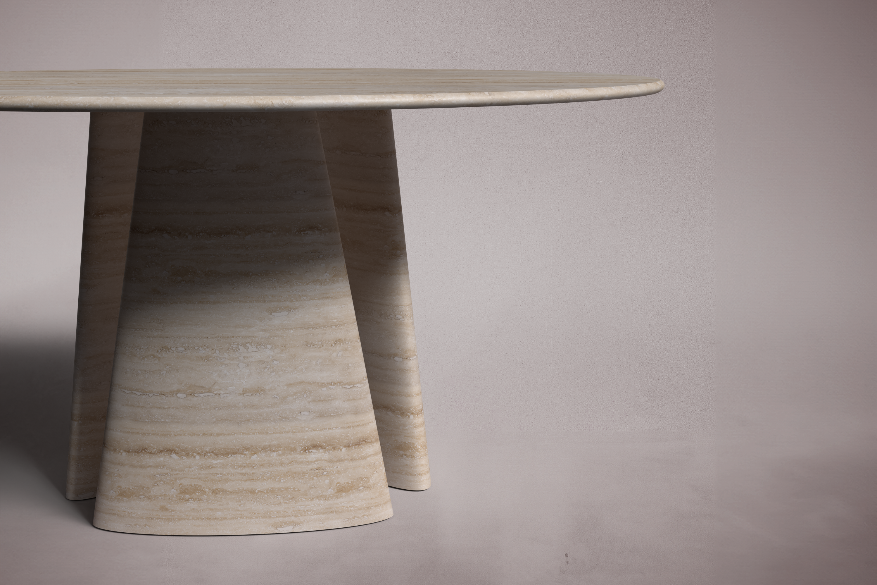 Guasha Silver Travertine Round Dining Table