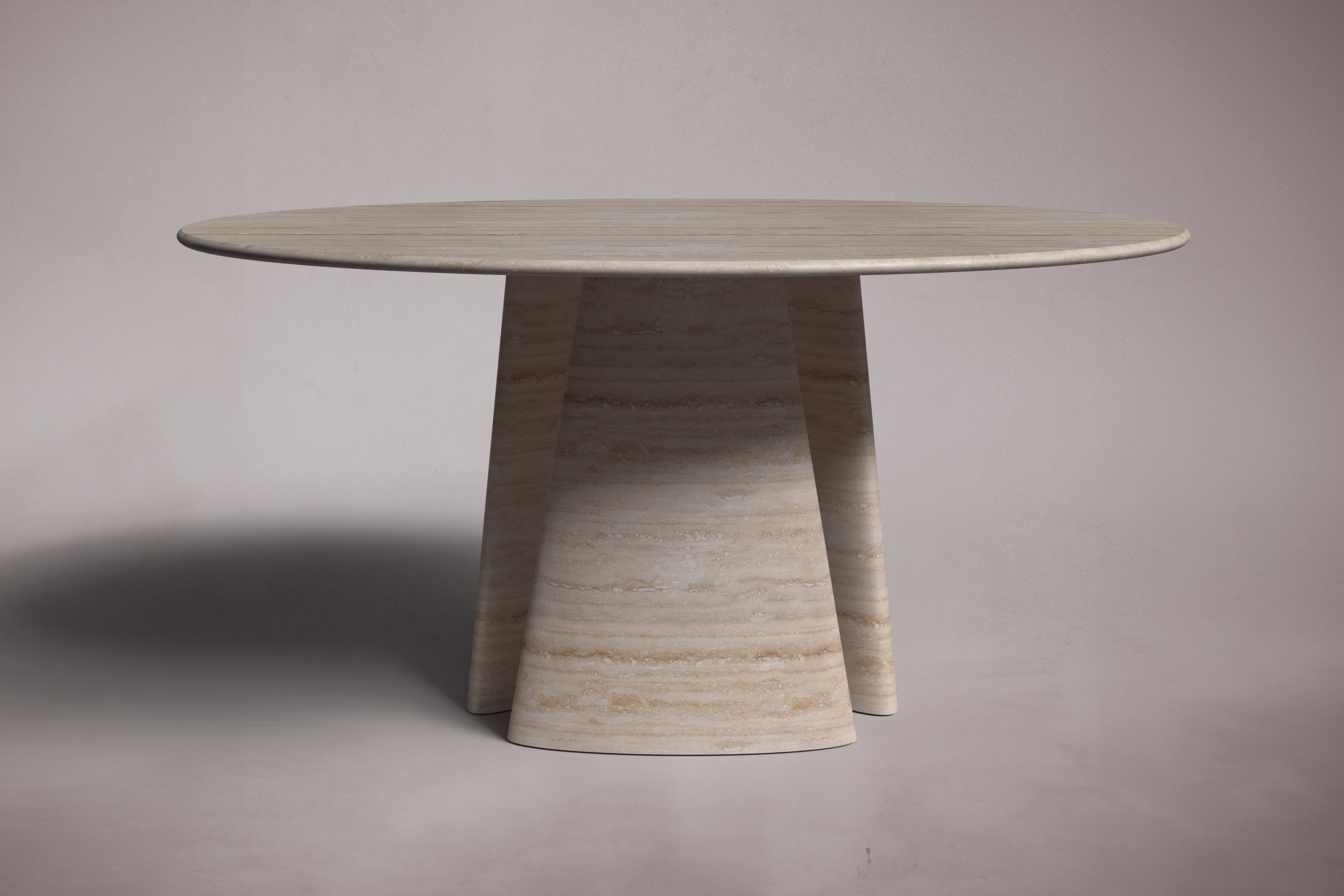 Guasha Silver Travertine Round Dining Table