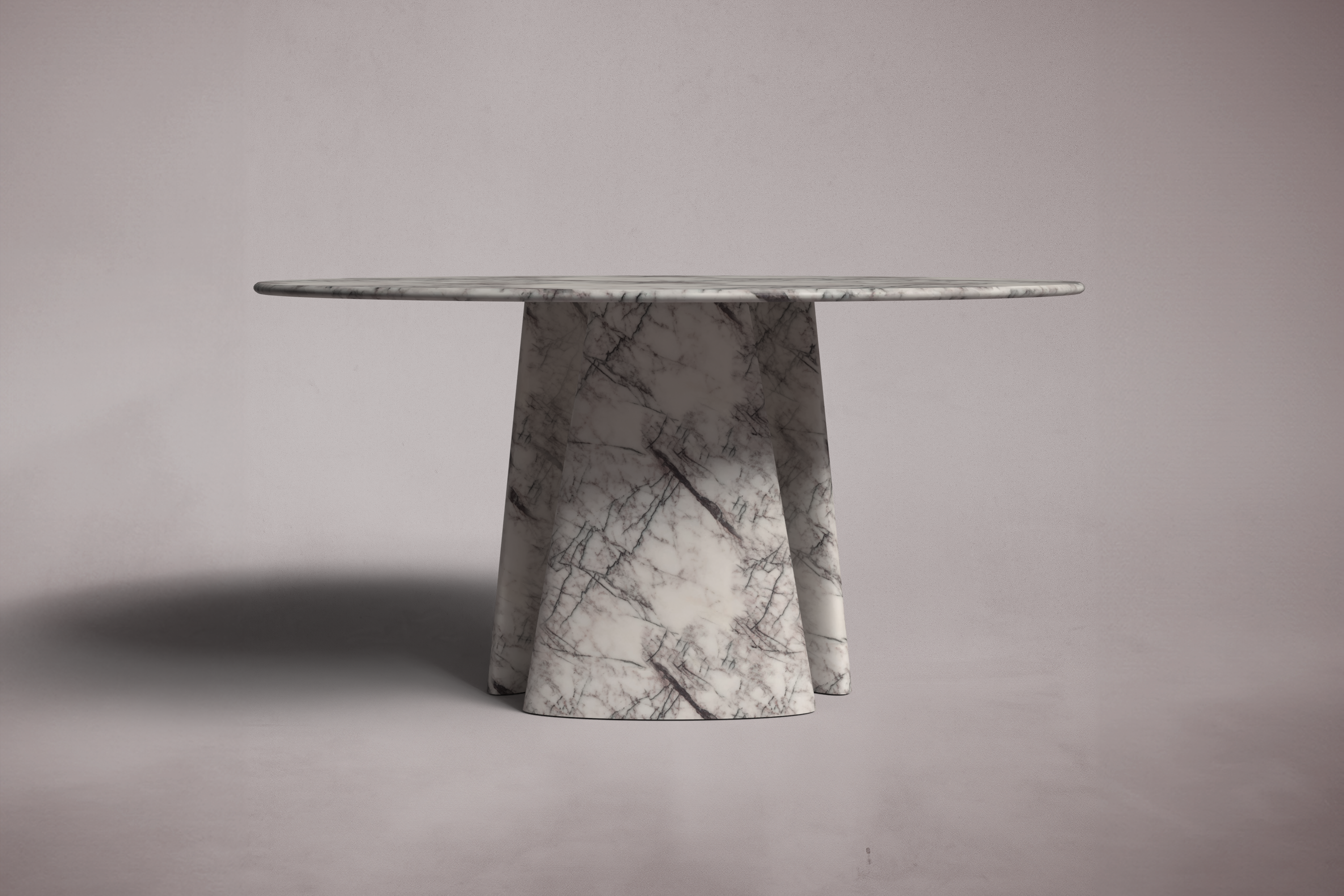 Guasha Lilac White Marble Round Dining Table
