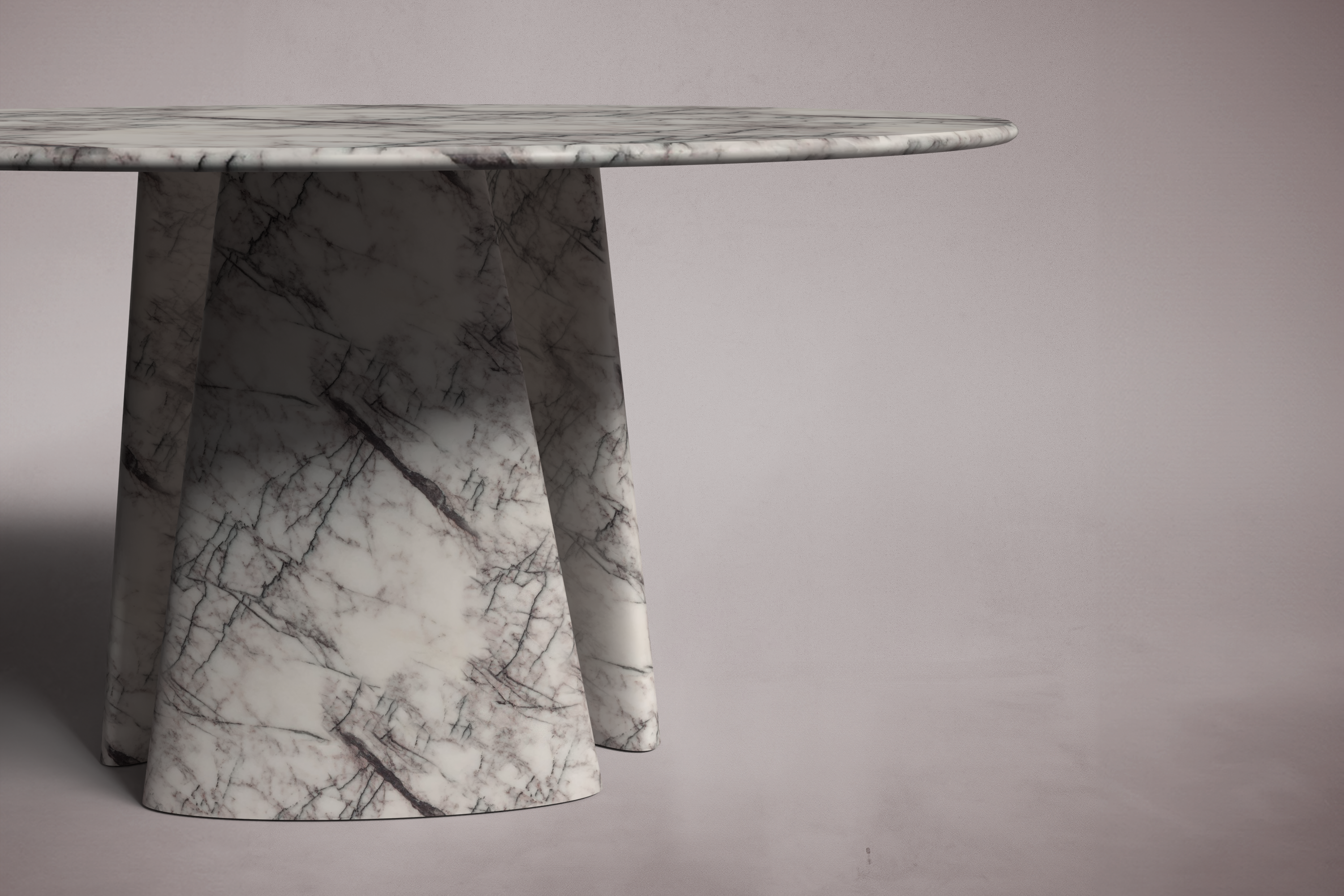 Guasha Lilac White Marble Round Dining Table