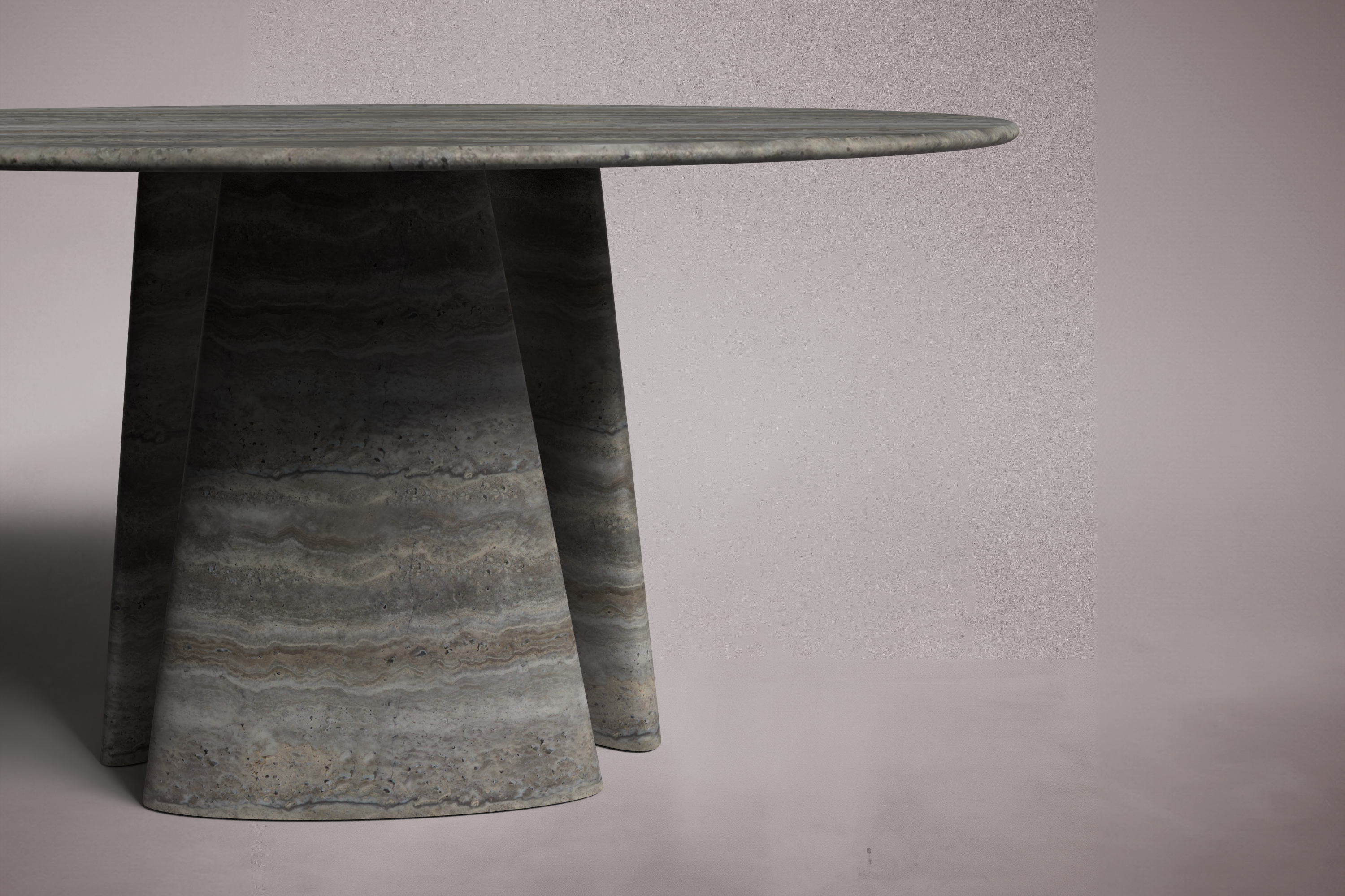 Guasha Silver Travertine Round Dining Table