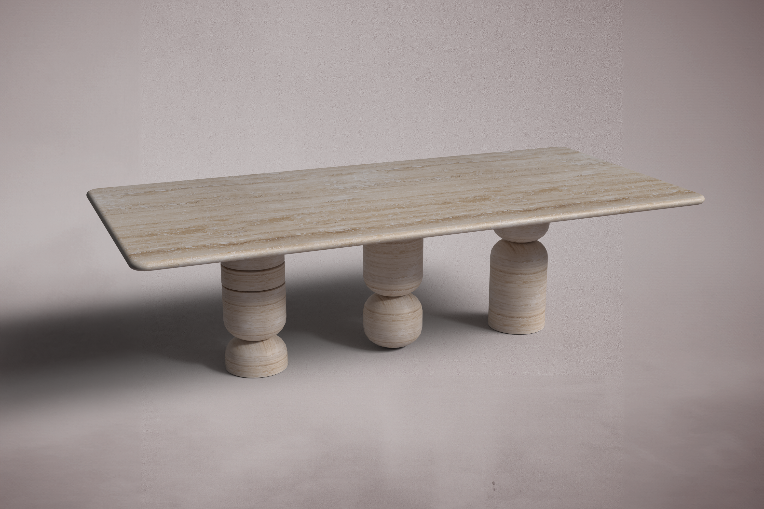 Halo Rectangular Travertine Dining Table