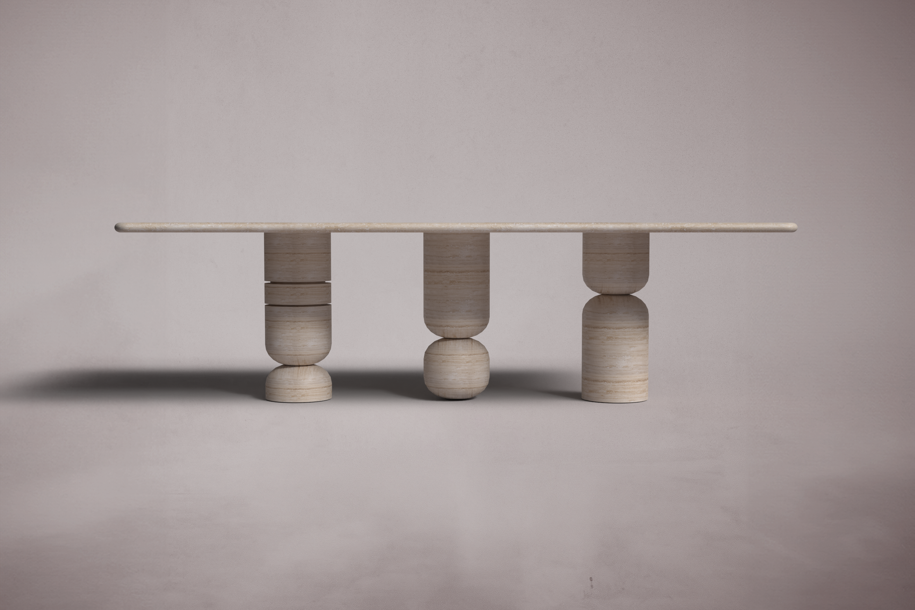 Halo Rectangular Travertine Dining Table