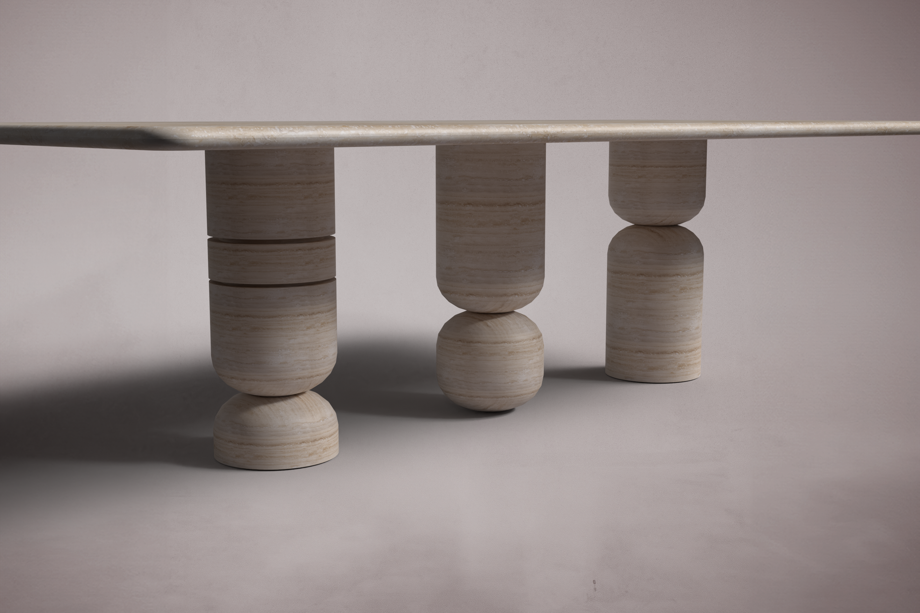 Halo Rectangular Travertine Dining Table