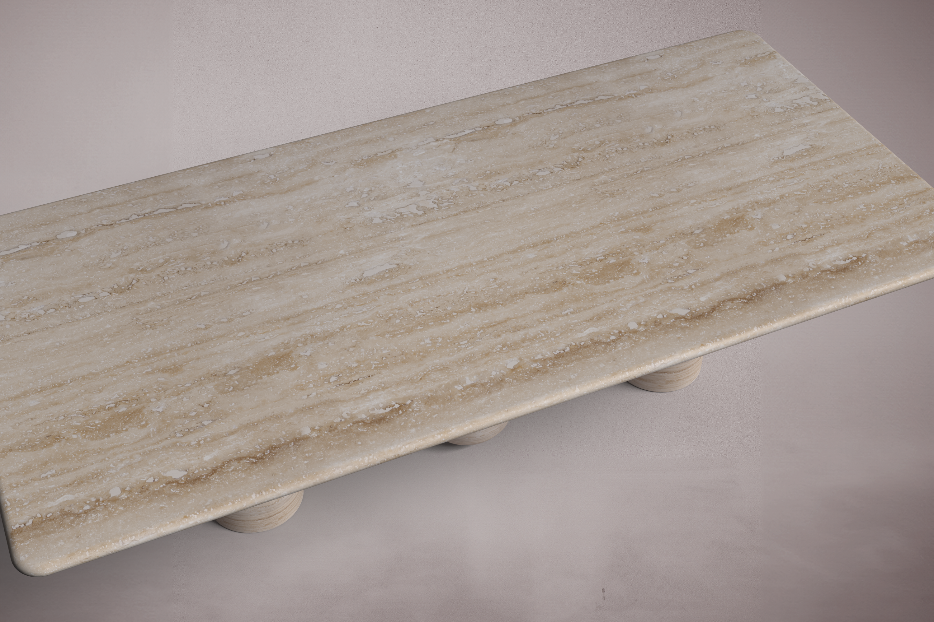 Halo Rectangular Travertine Dining Table