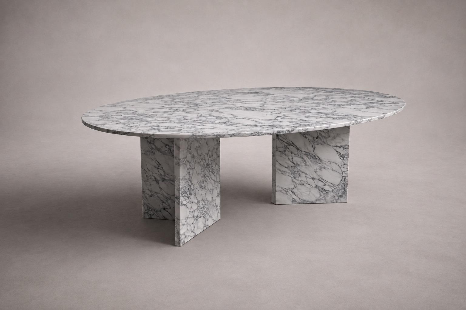 Hilda Oval Arabescato Marble Dining Table