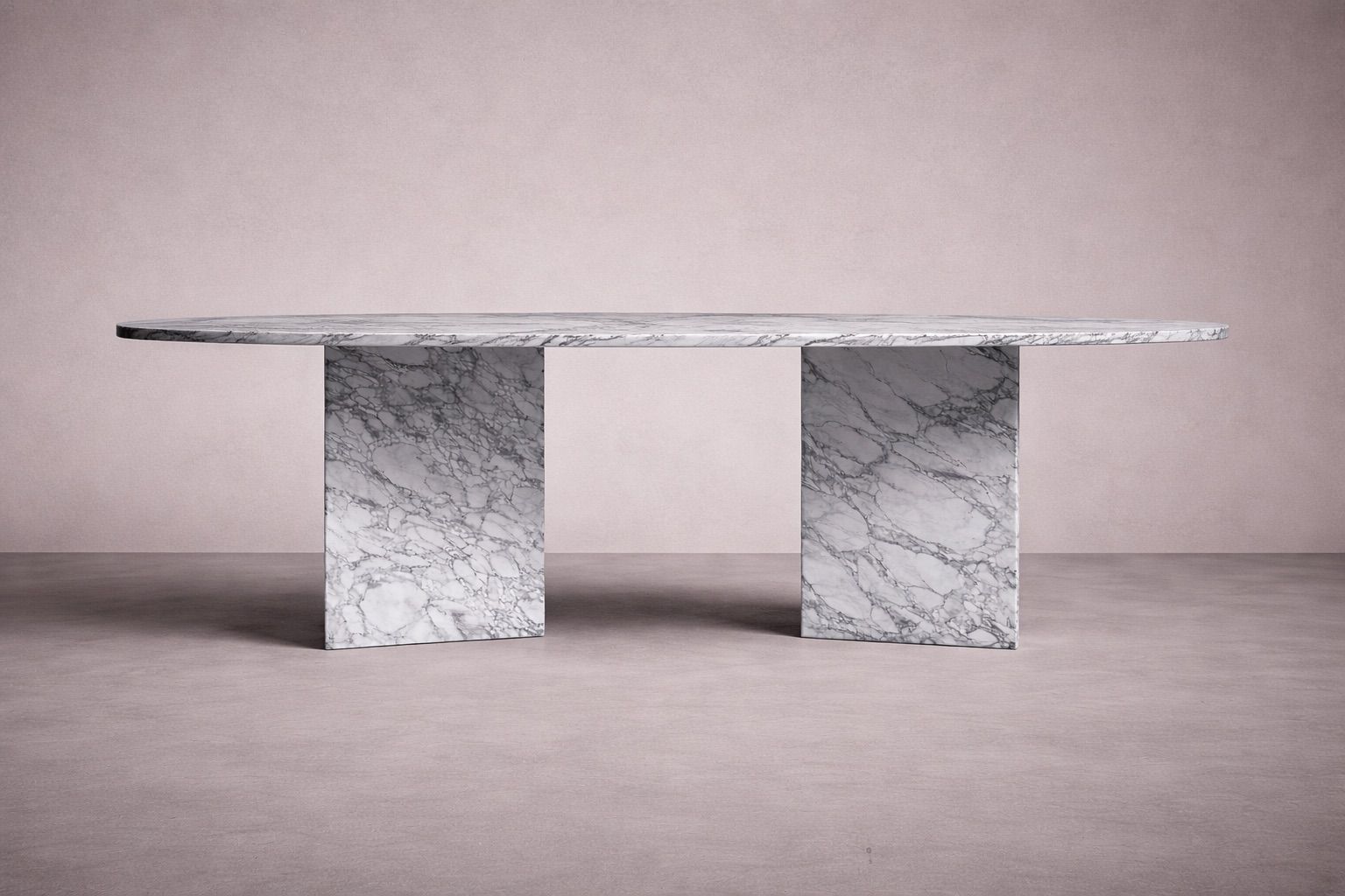 Hilda Oval Arabescato Marble Dining Table