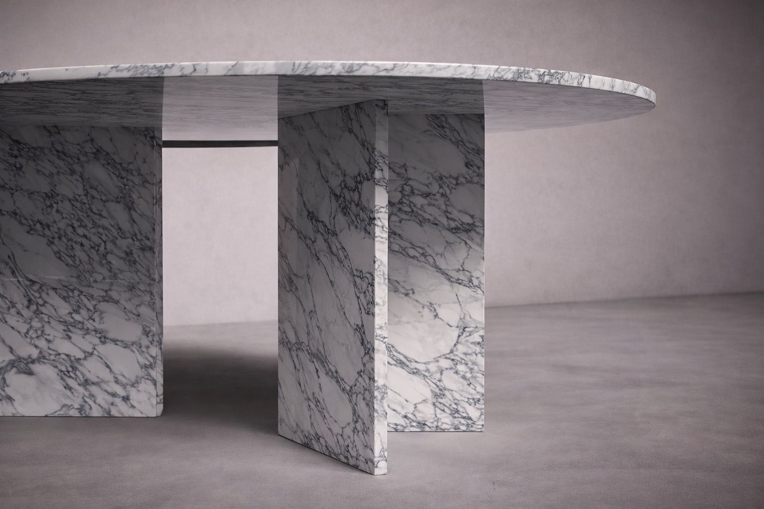 Hilda Oval Arabescato Marble Dining Table