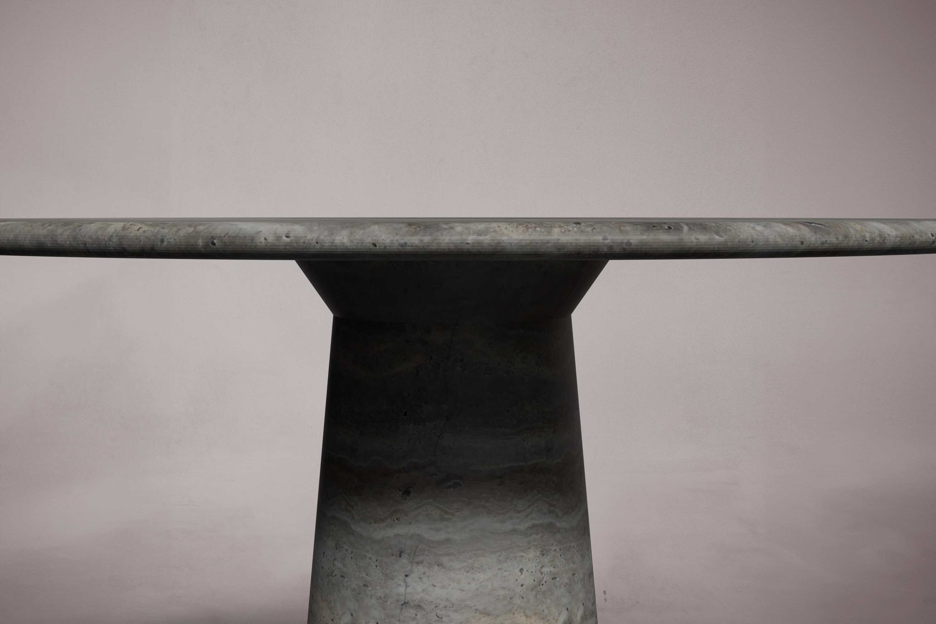 Le Cou Silver Travertine Round Table