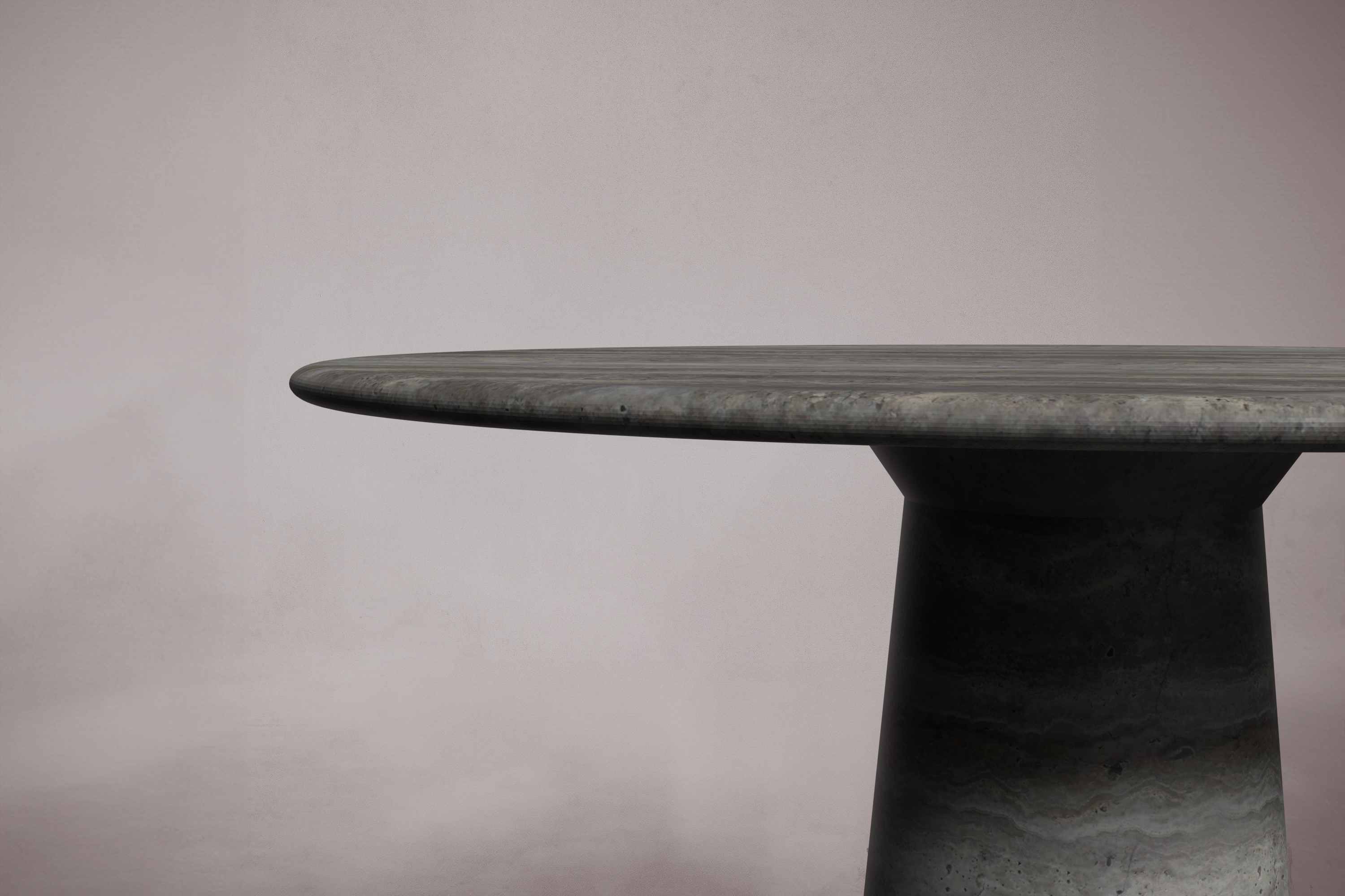 Le Cou Silver Travertine Round Table