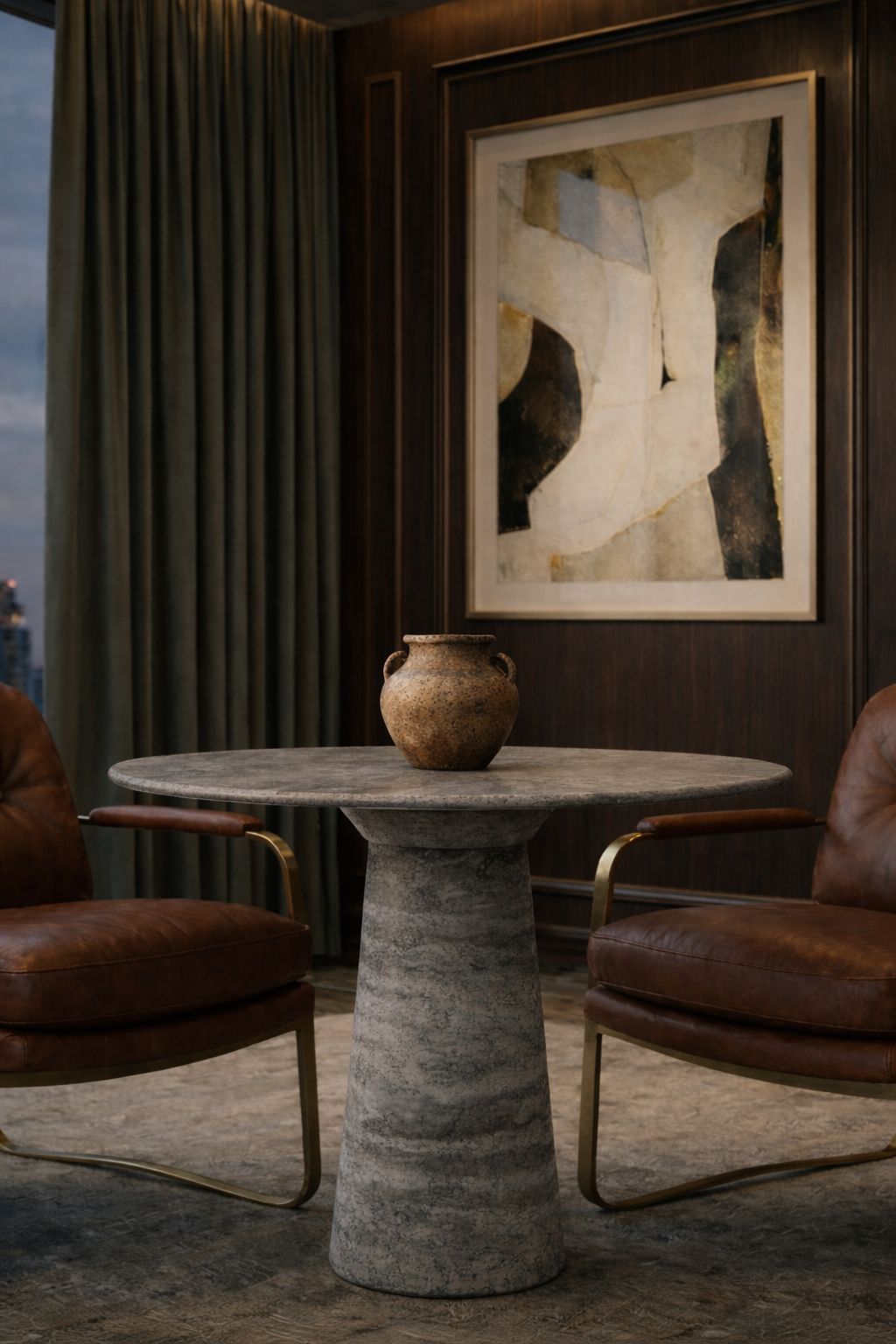 Le Cou Silver Travertine Round Table