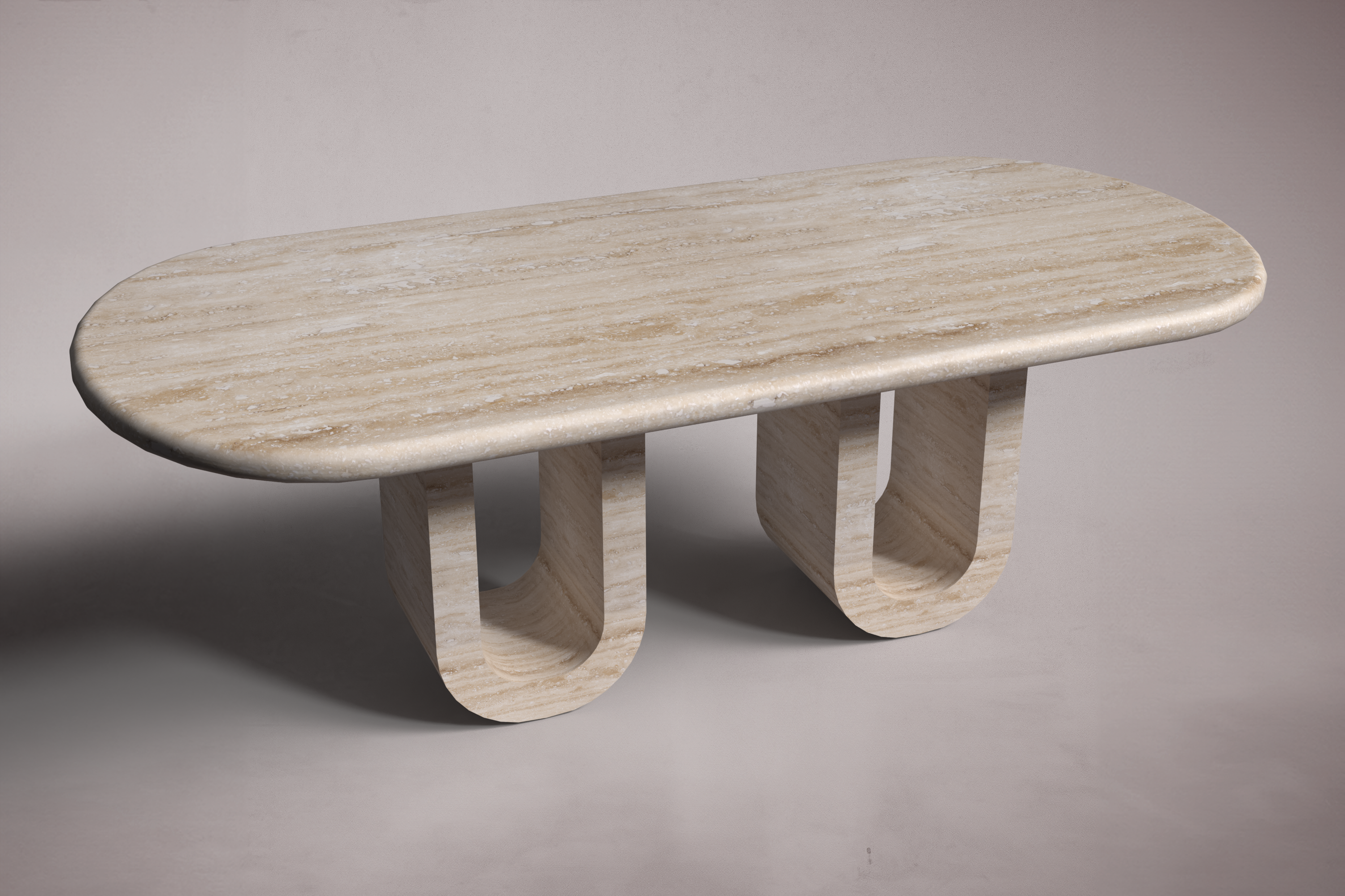 Noir Travertine Oval Dining Table
